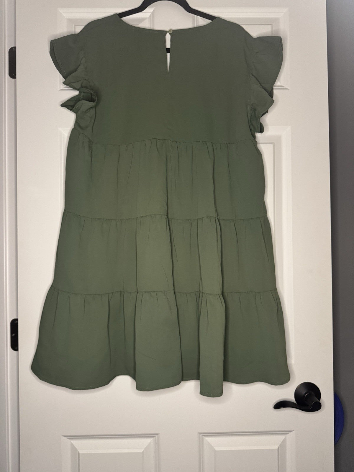 Entro Short Sleeve Dress Ruffle Sleeve Large Green Nwt 44