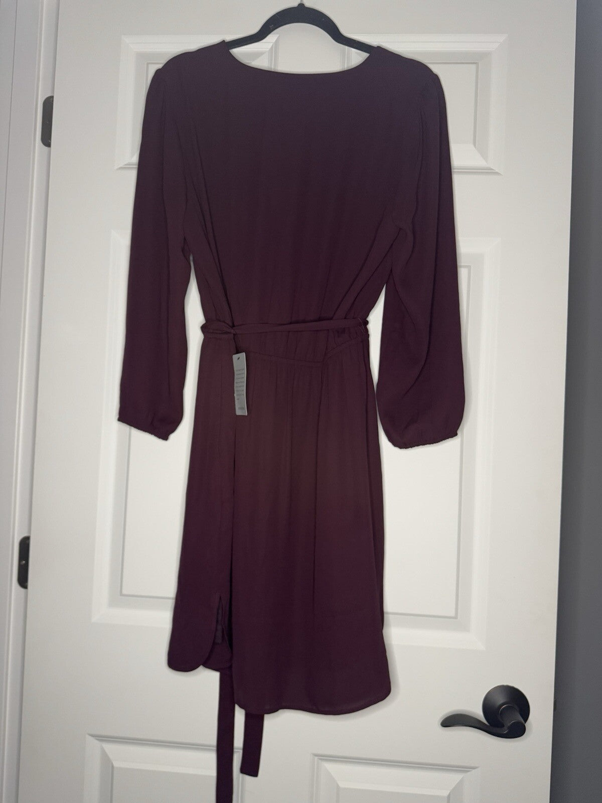 Dr2 Long Sleeve Dress W Belt Large Plum Nwt