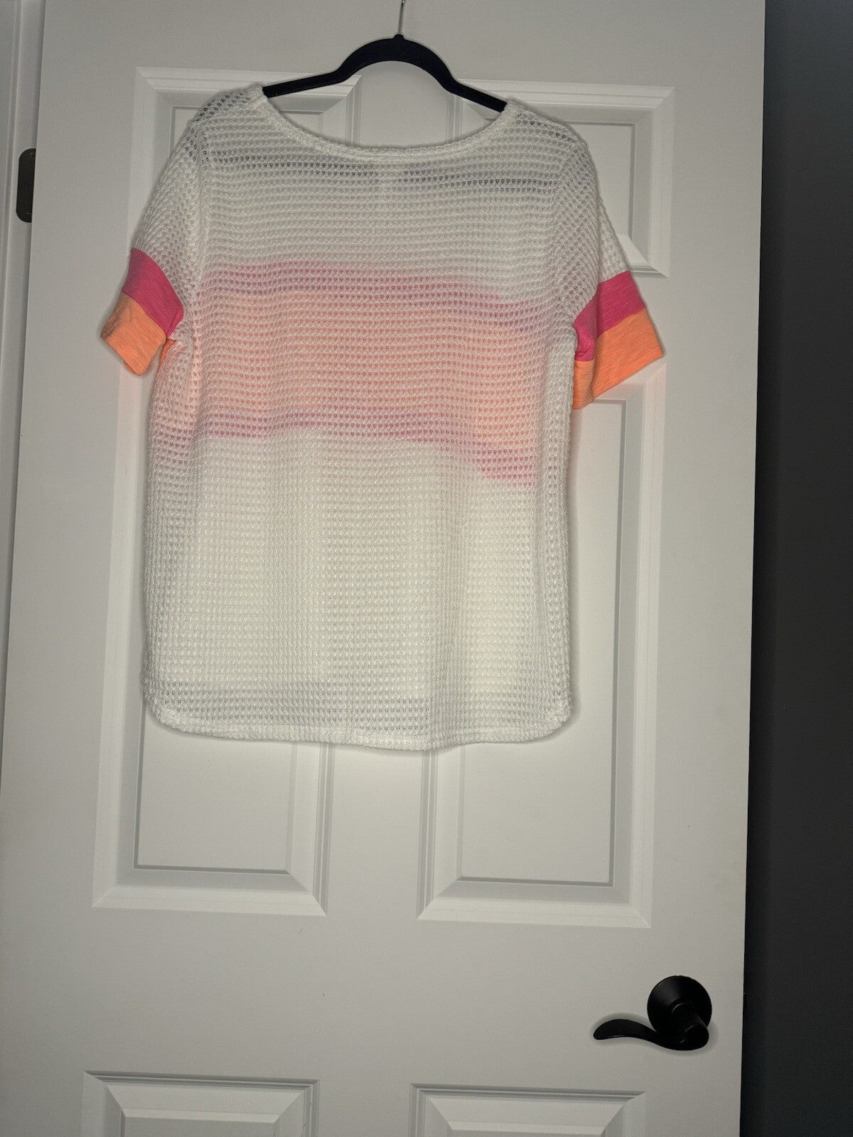 Bibi Xl Short Sleeve Blouse White Neon Pink And Orange