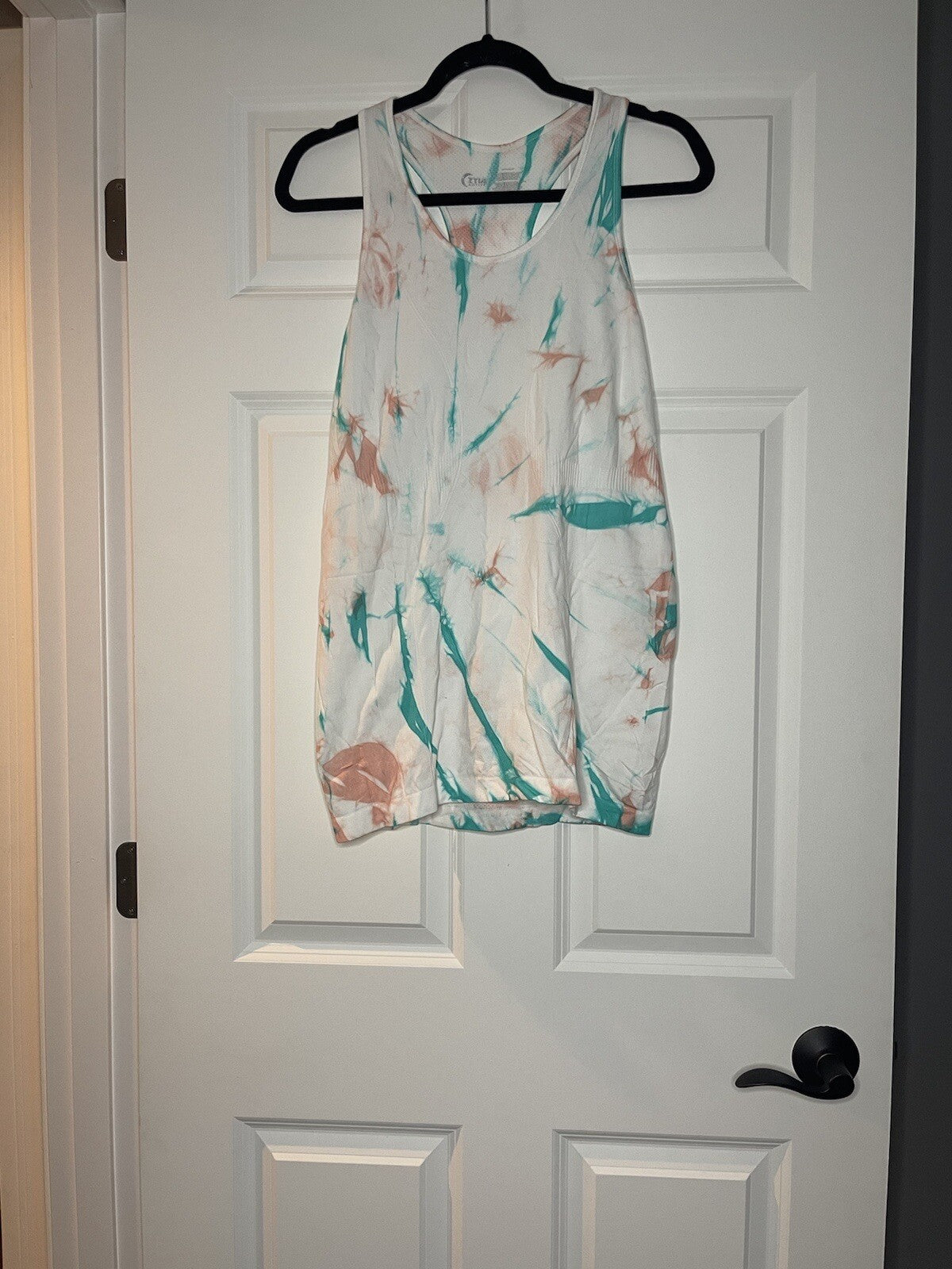 Zyia active racerback tank large white pink green tie dye