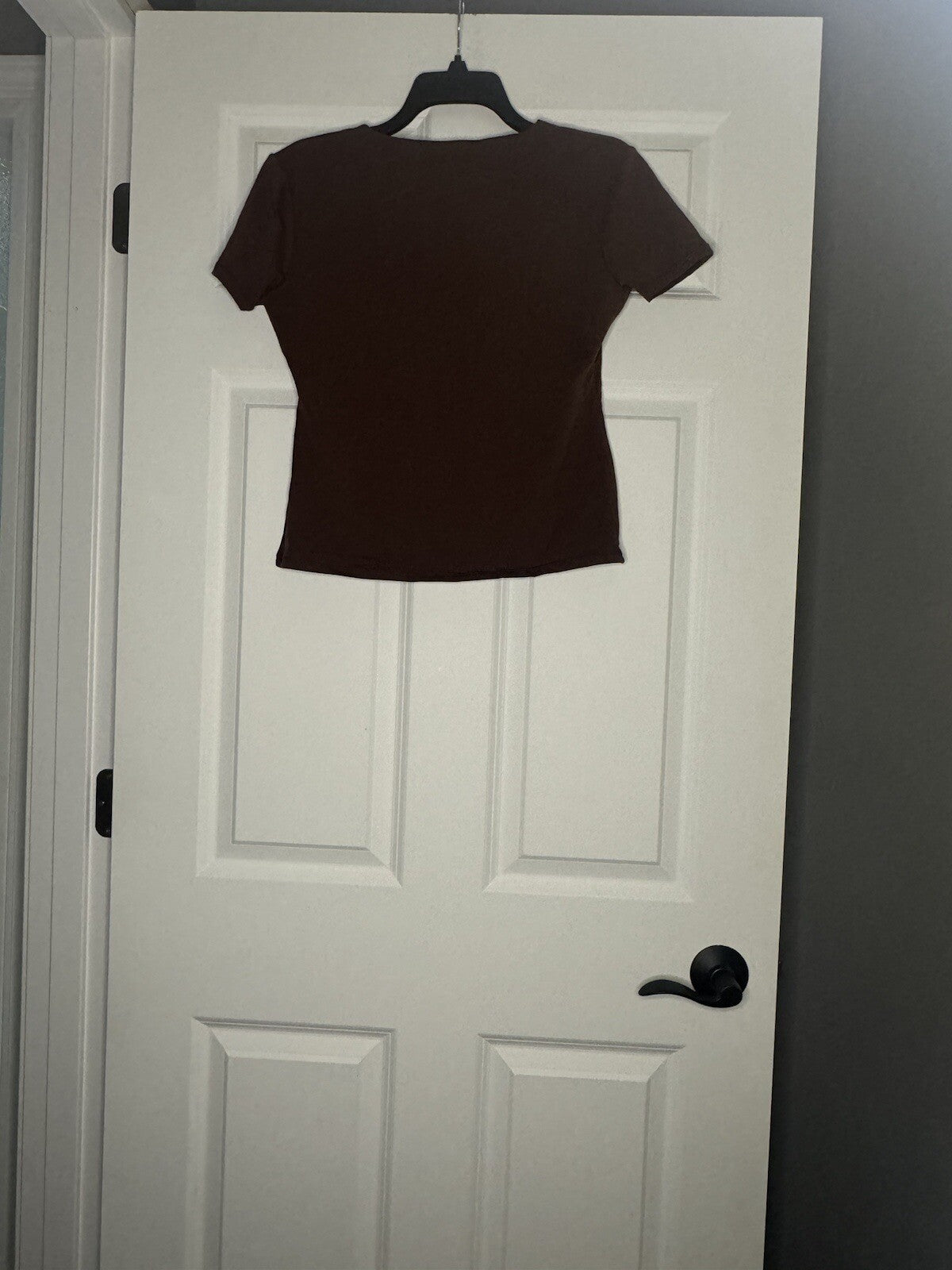 Pumiey Short Sleeve V Neck Top Brown Xl