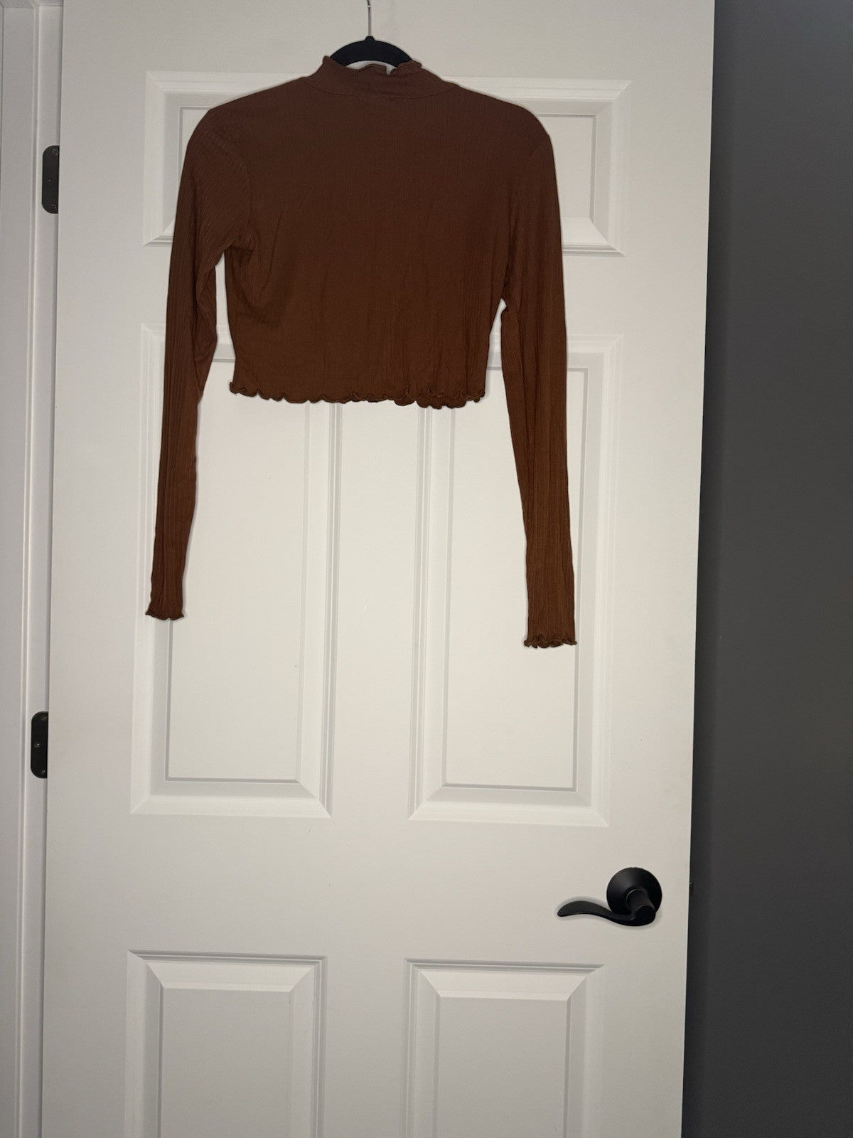 Double Zero Cropped Turtleneck Orange Rust Spicy Small Ribbed