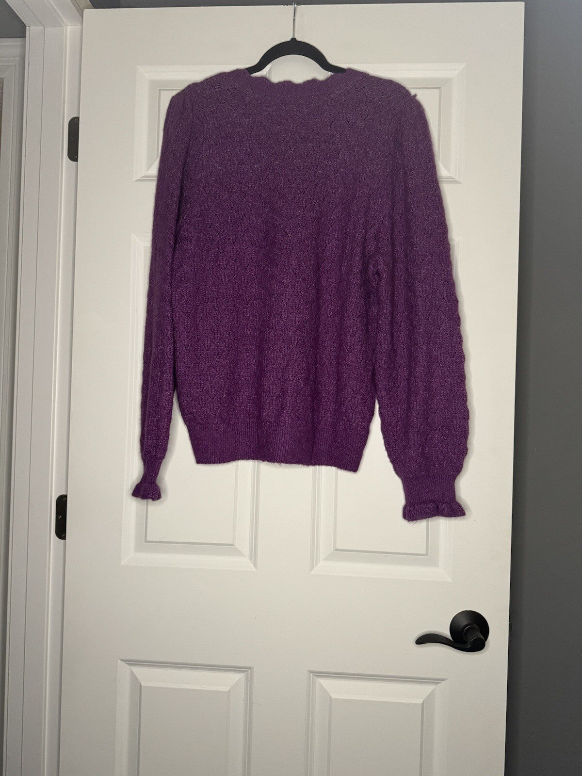 Loft Knit Sweater Purple White Heathered Xl