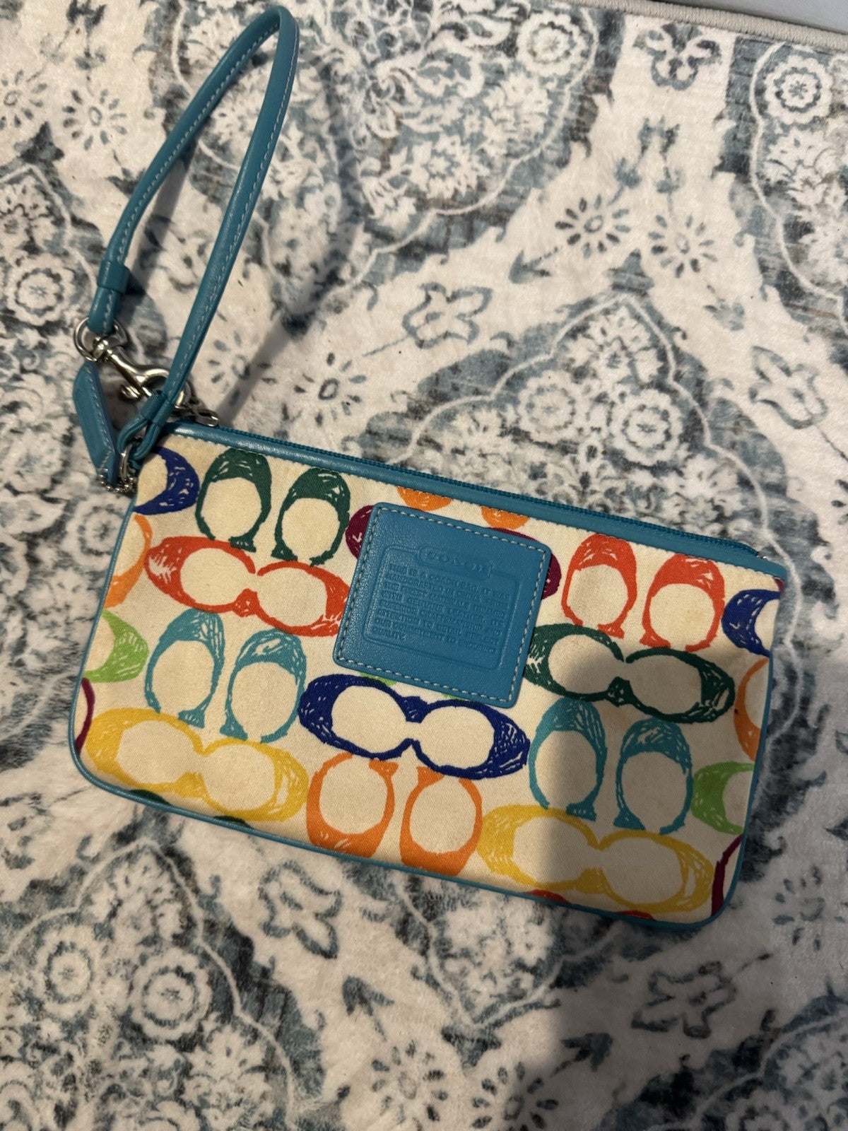 Coach Wristlet Blue Orange Green Purple