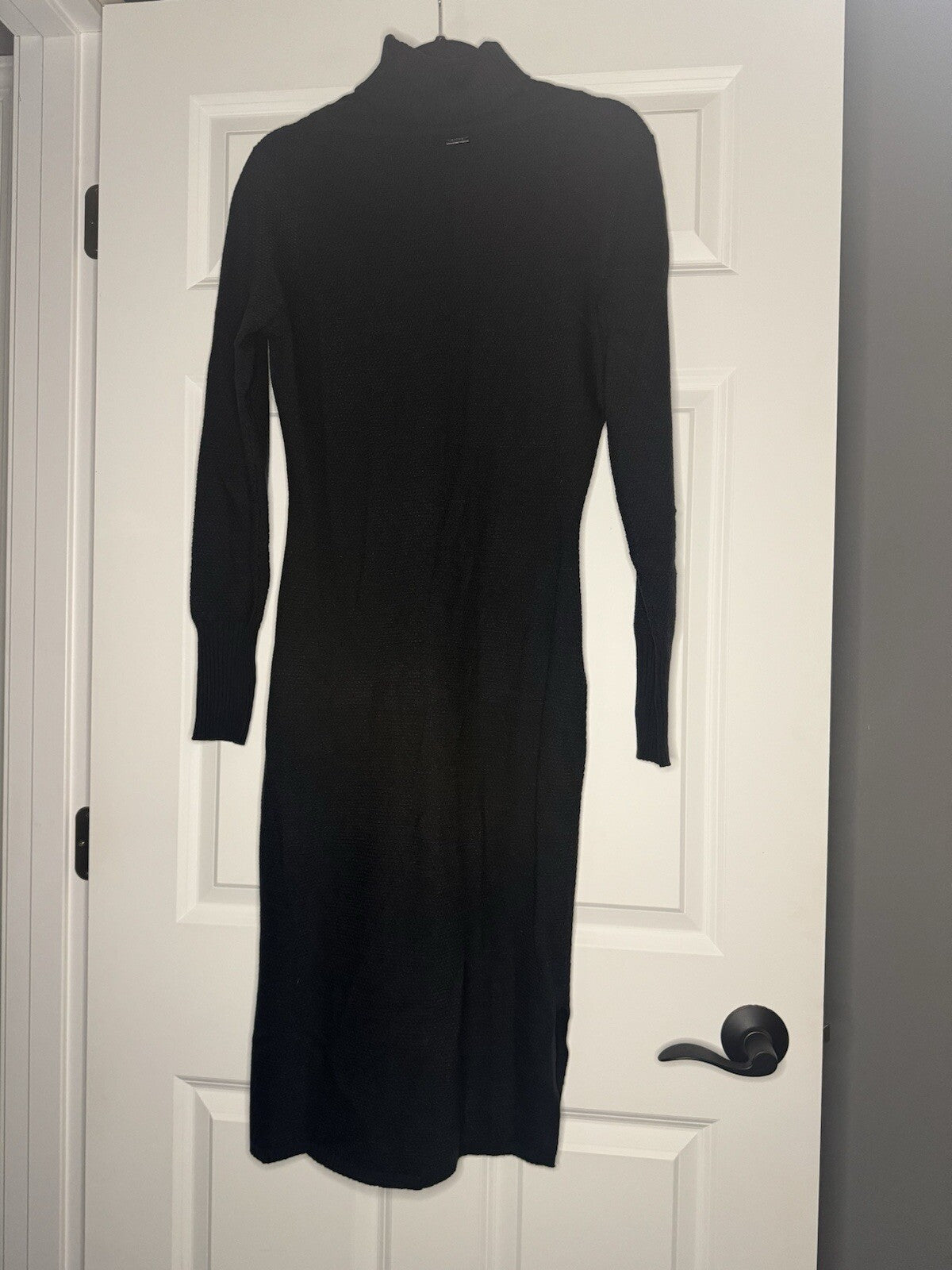 Prana Turtleneck Sweater Dress Black Small Slits In Sides