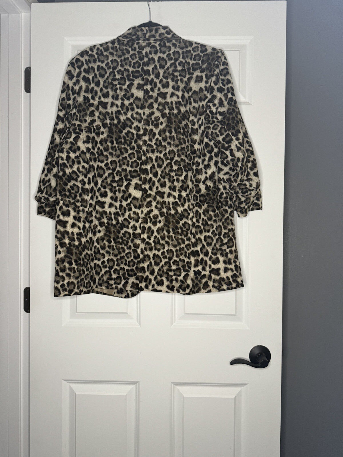 Oddy 3/4 Sleeve Blazer Animal Print Brown Taupe Black Xl Nwt