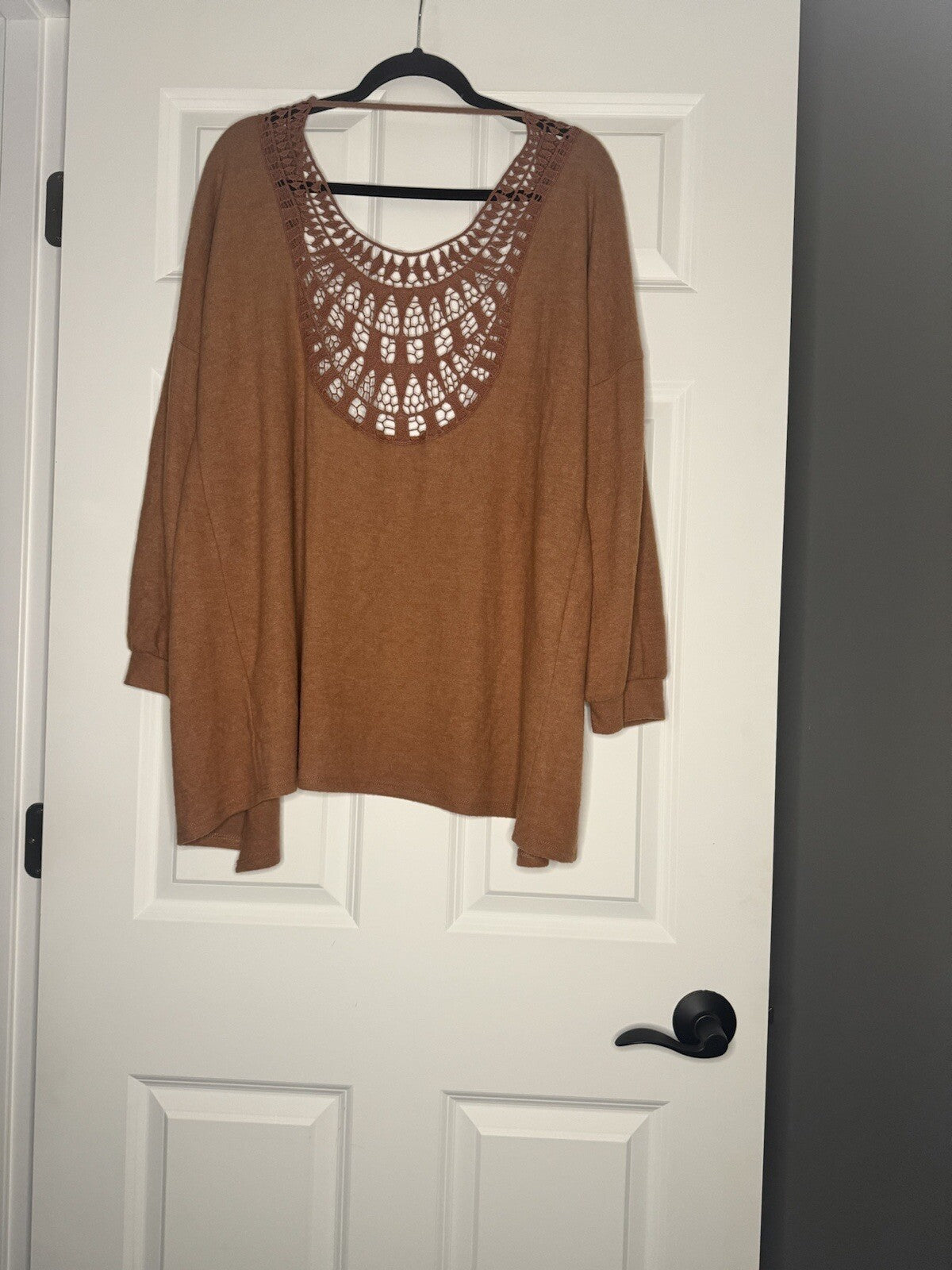 Filly Flair Cardigan With Crochet Cut Out Back Large Rust