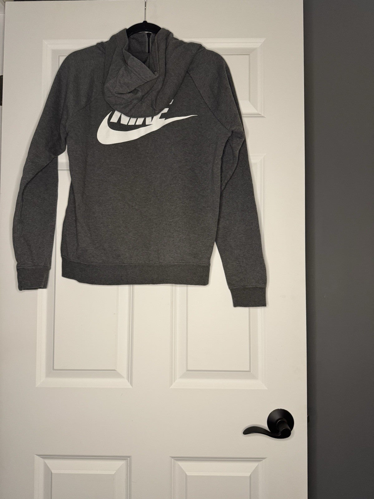 Nike Small Half Zip Hooded Sweatshirt Gray Logo On Back