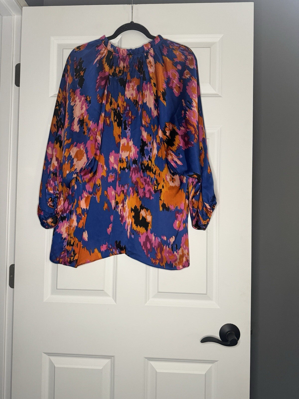 Ee: Some Long Sleeve Blouse Xl Blue Pink Purple Orange Multi Print