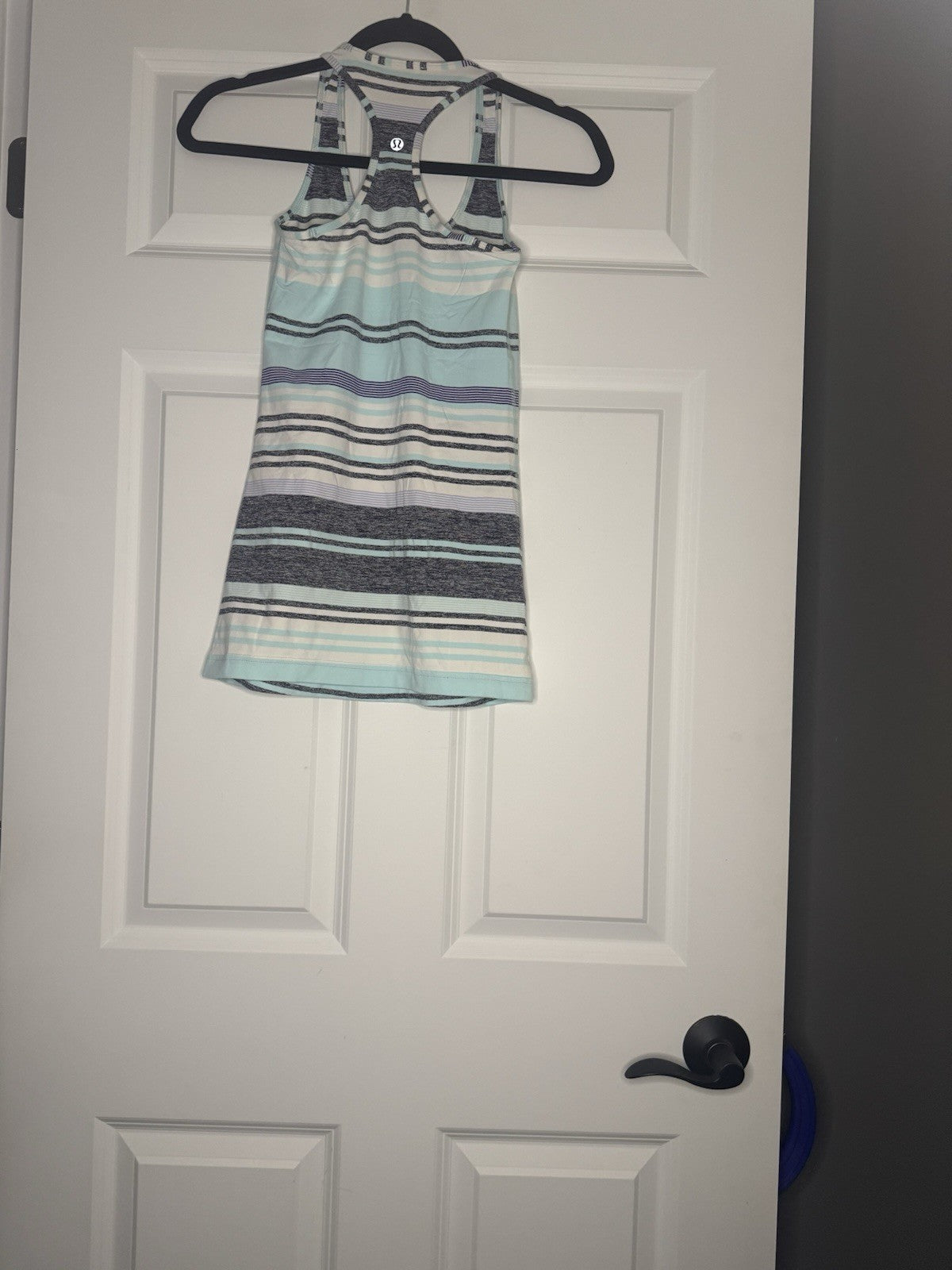 Lululemon Tank Top Size 6 Blue Charcoal Lavender White Striped
