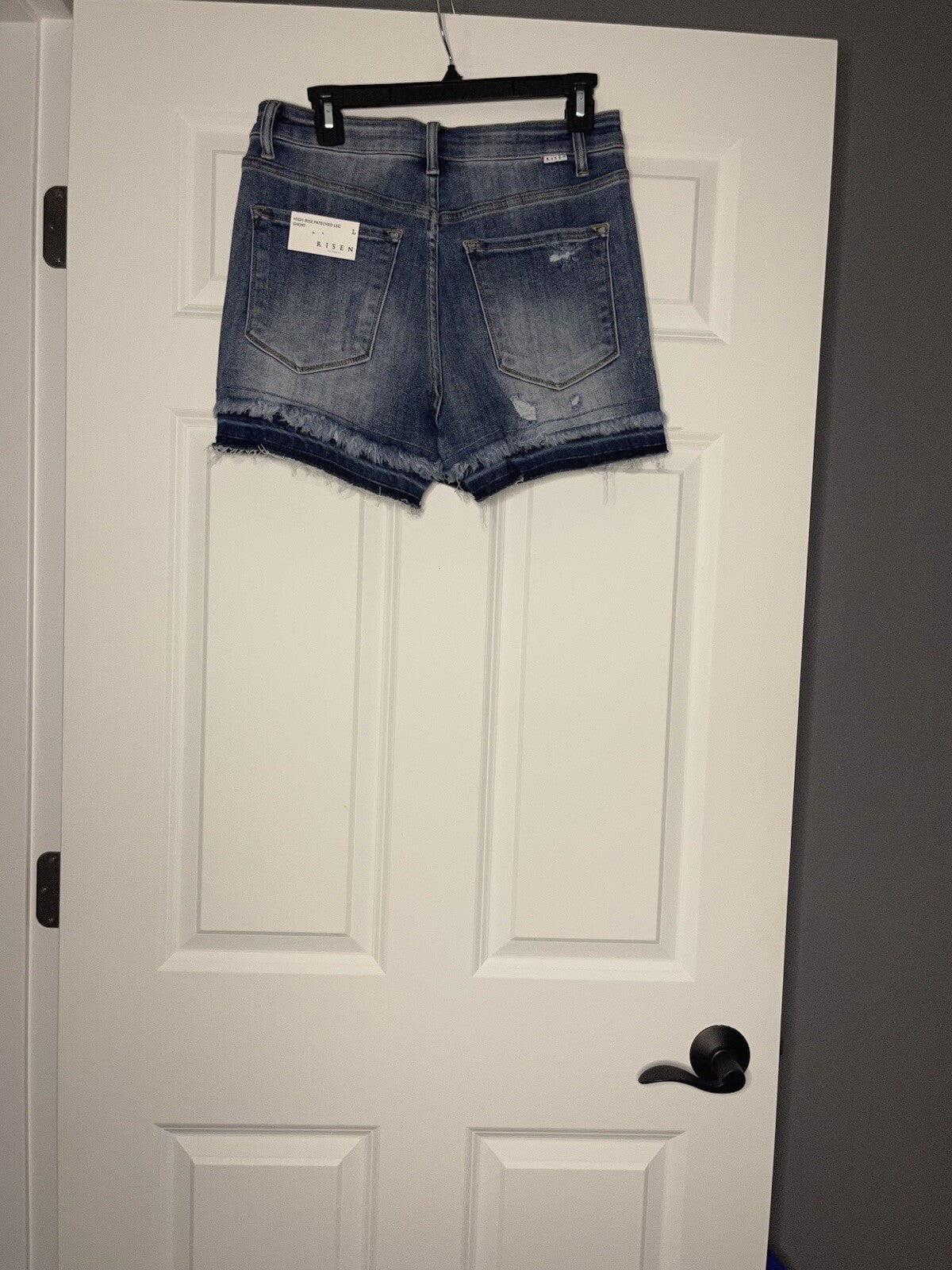 Risen layla patched fray hem shorts large NWT