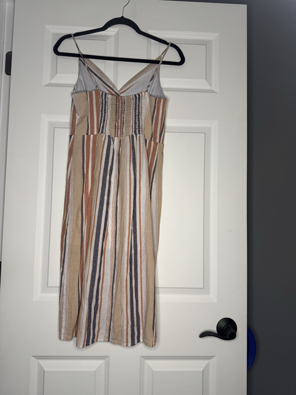 Express Sleeveless Dress Small Brown Orange Blue White Button Decor