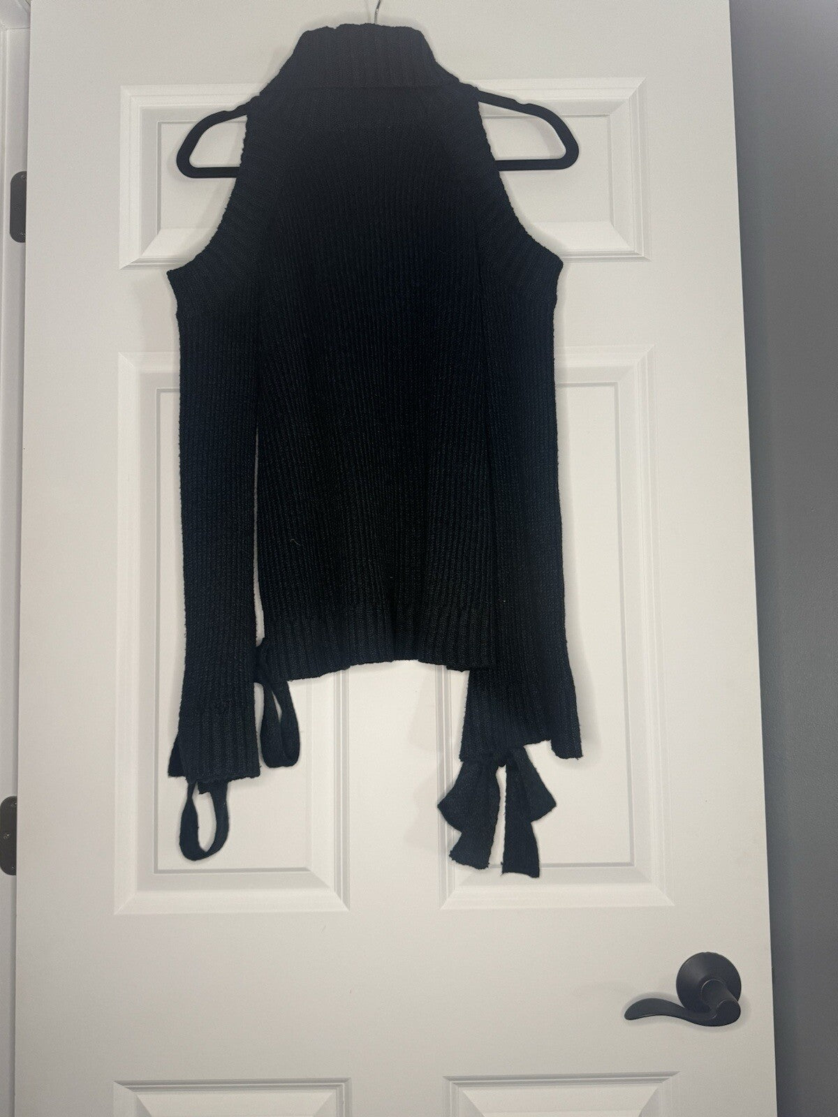 Joa Just One Answer Sweater Small Green Black Heathered Ties On Sleeves