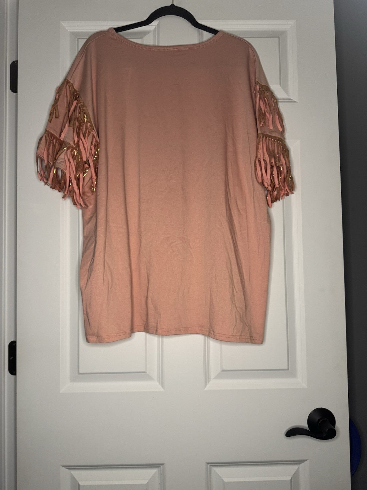 Lucky And Blessed 2xl Short Sleeve Top Reckless And Rowdy W Fringe Pink Multicol