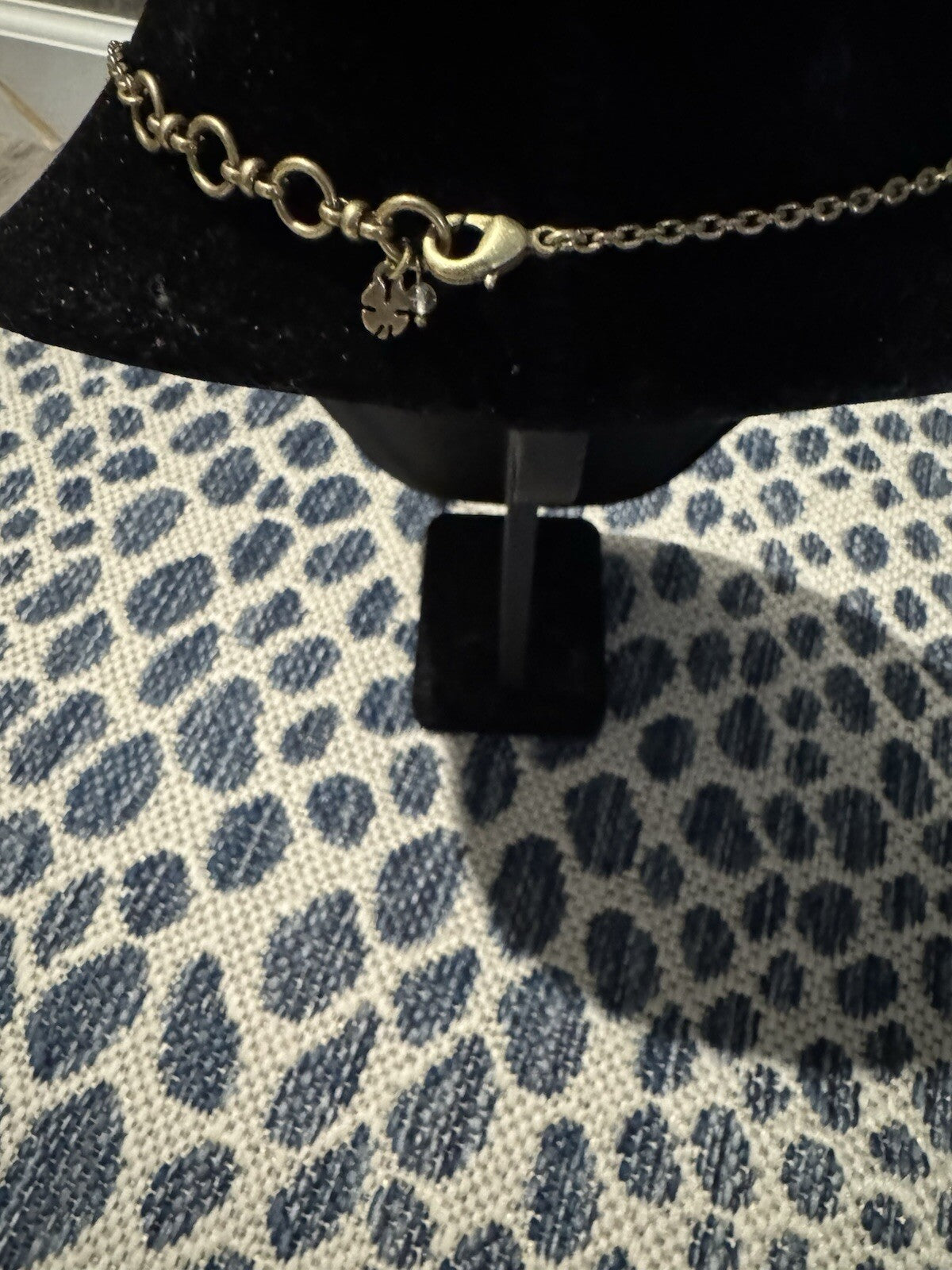 Rustic Cuff Long Necklace Gold With Iridescent White Pendant