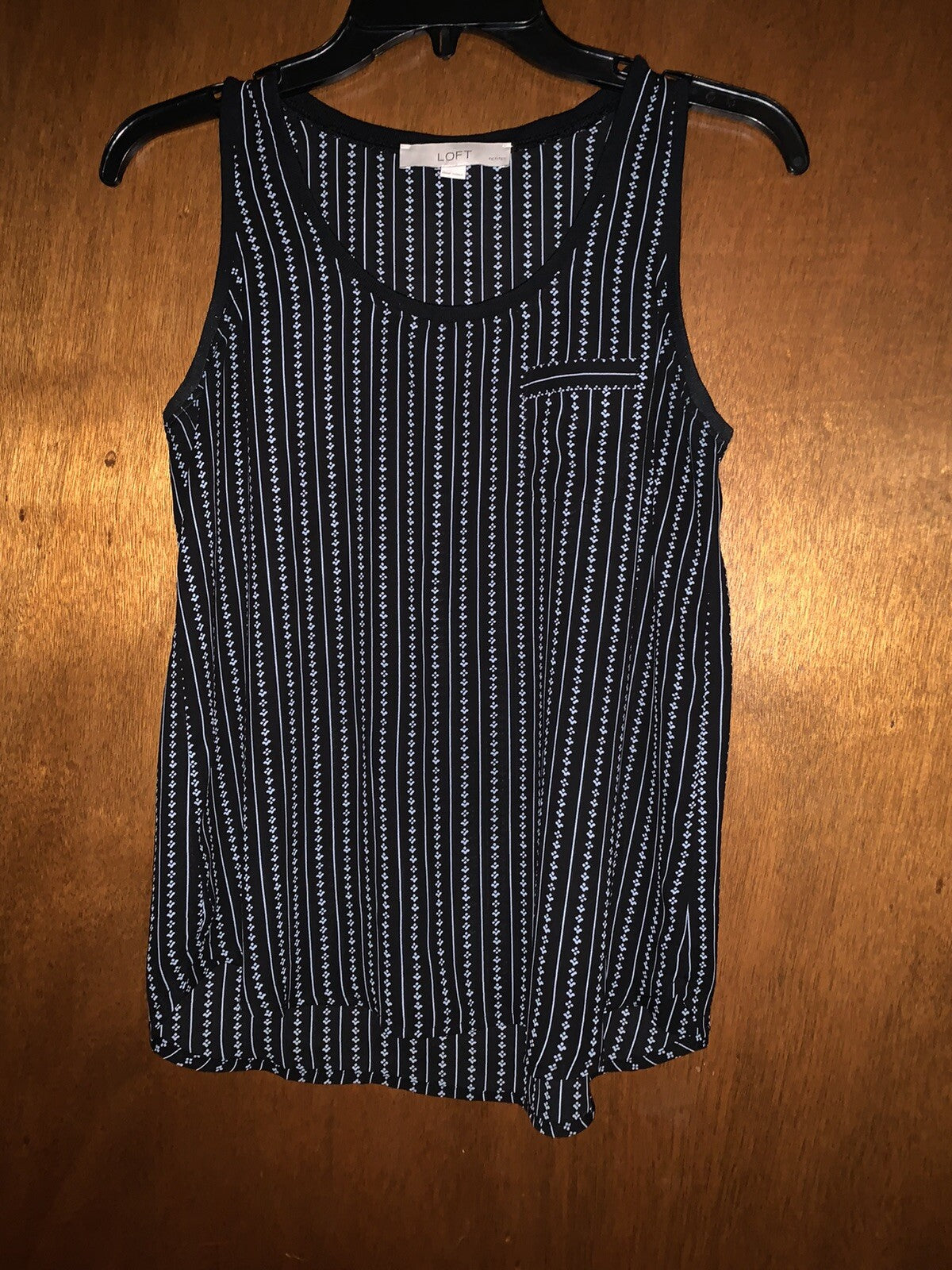 Ann Taylor Loft Sleeveless Blouse Black With Blue Print XSP