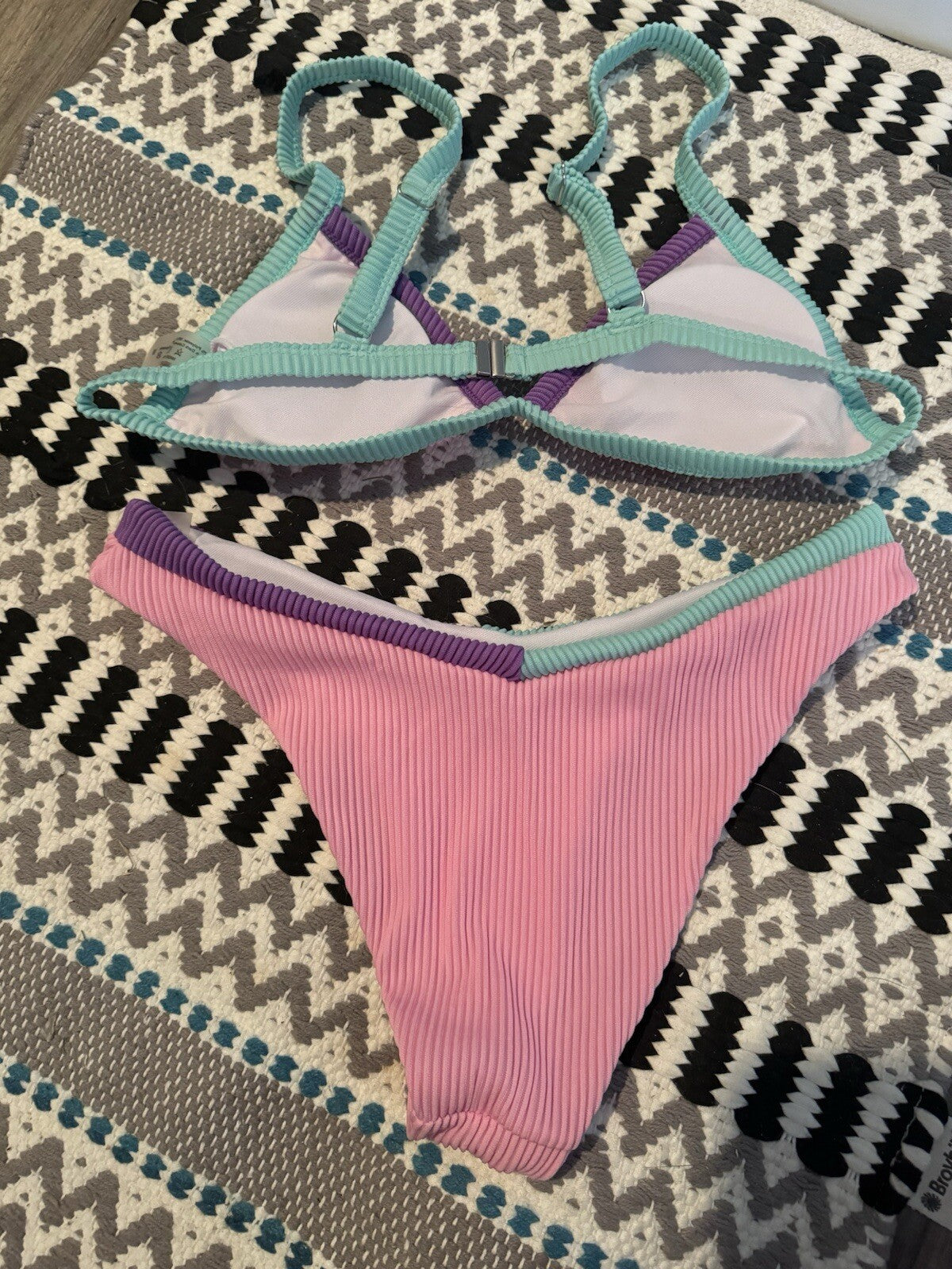 Unbranded 2 Piece Bikini Medium Ribbed Pink Green Purple