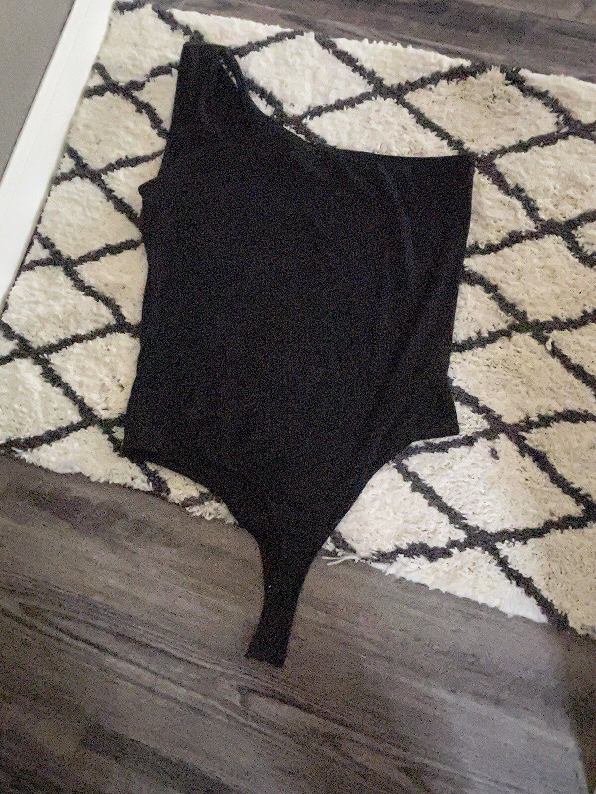White birch one shoulder bodysuit xl black ribbed NWT