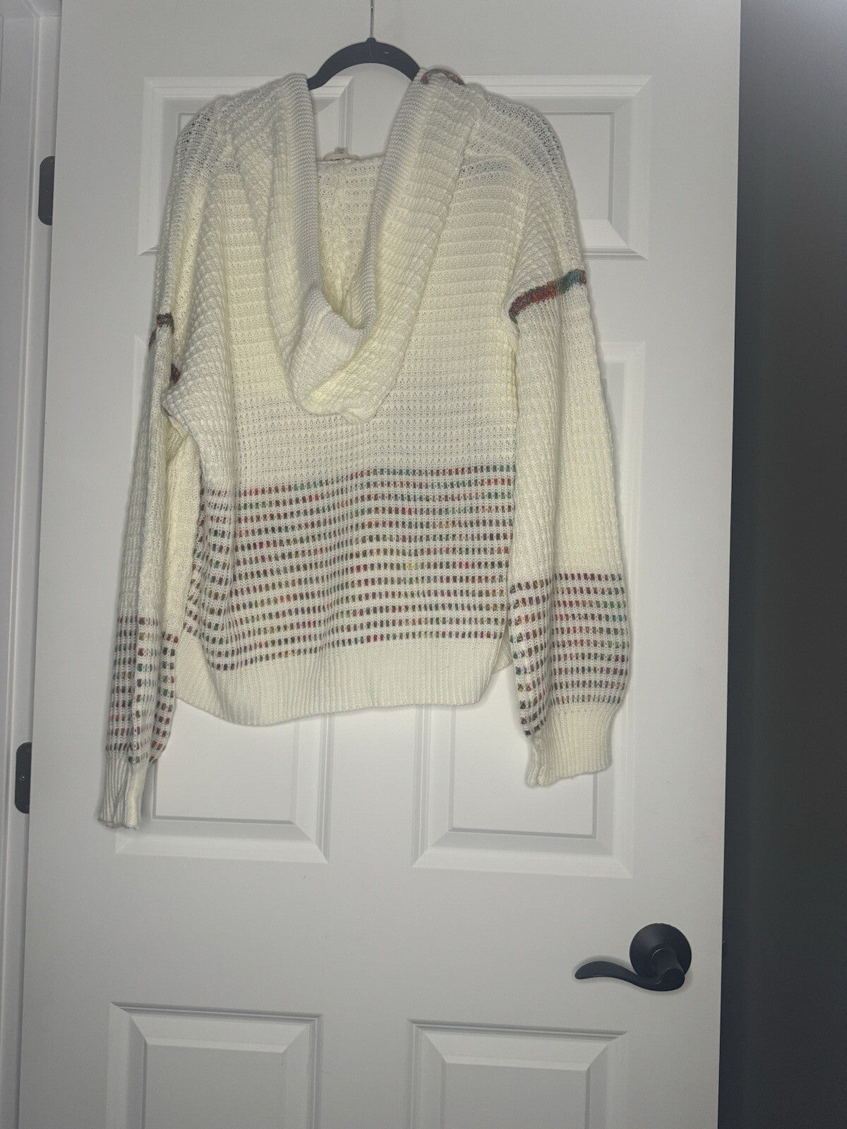 Bibi Sweater With Hood Cream With Multi Color Stitch Xl