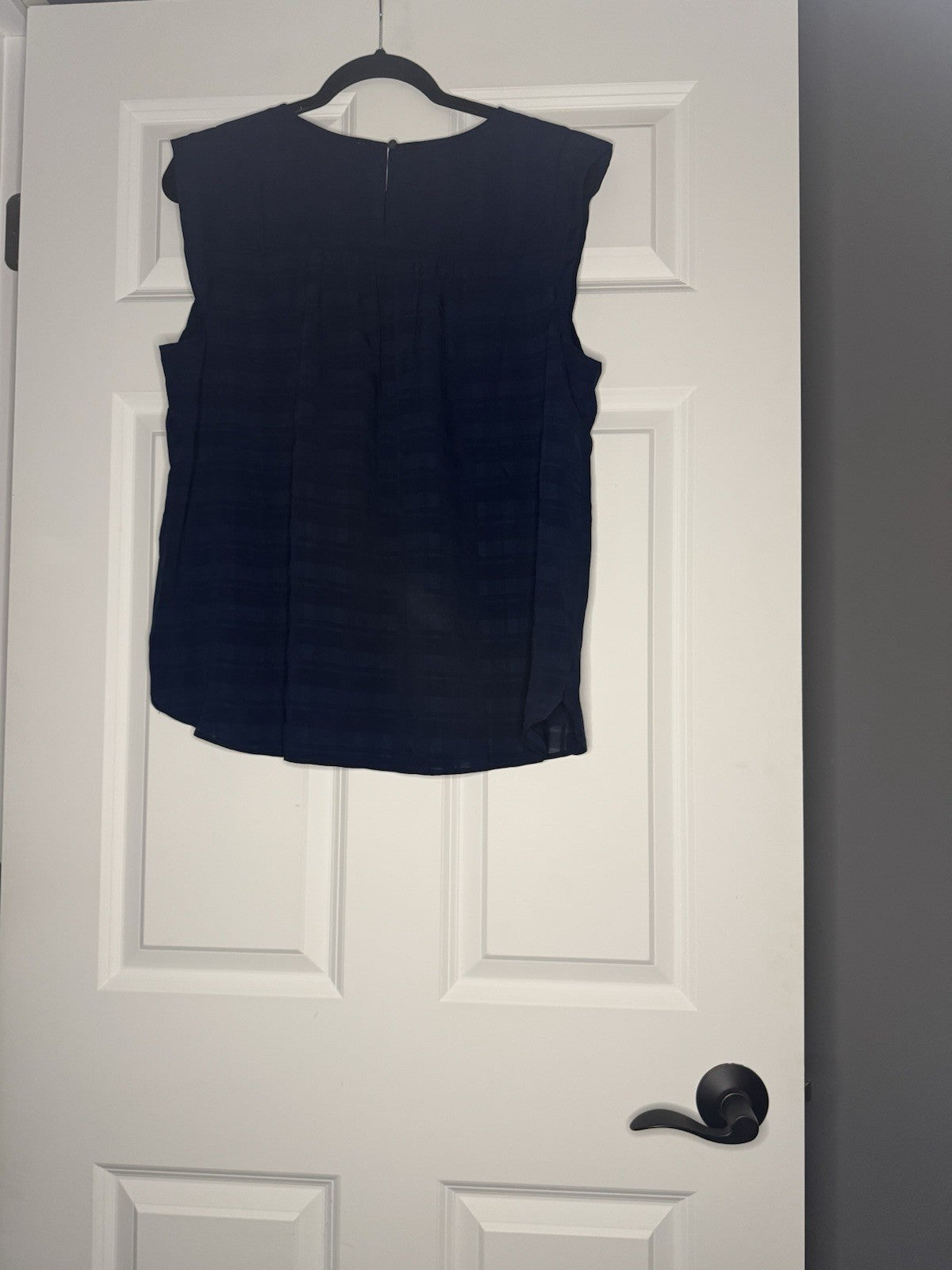 Loft Short Sleeve Blouse Large Navy Stripe Ruffle Chest Nwt 49.95