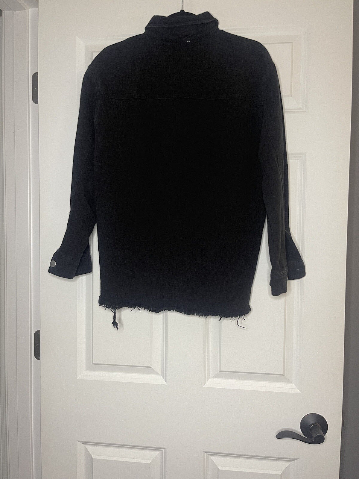 Mystree Button Up Jean Top Distressed Large Black New With Tags