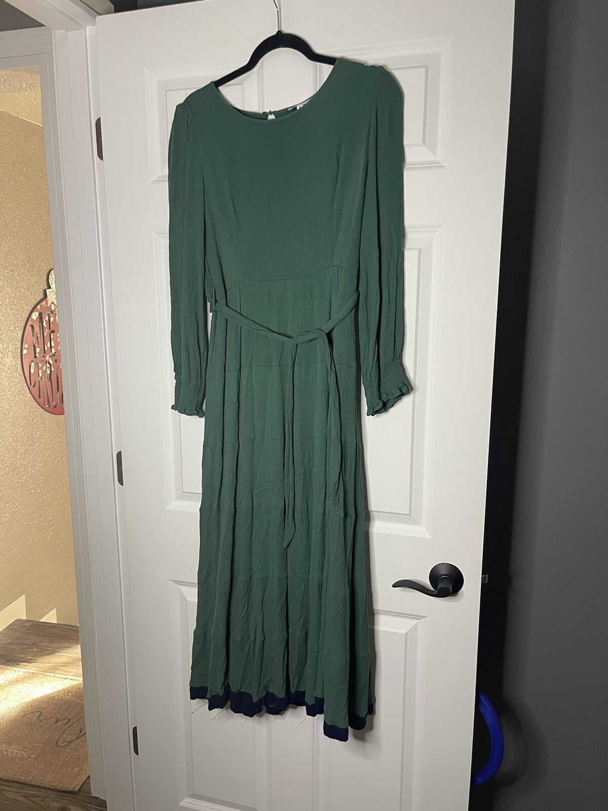 Baltic born dress green long sleeve with belt green with navy trim at bottom 1x