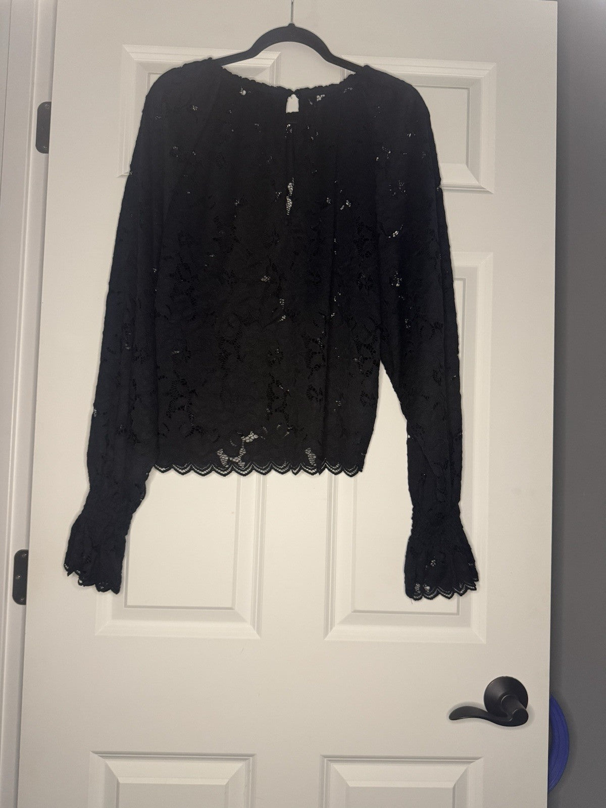 Free People Long Sleeve Lace Blouse Medium Boho Sleeves Black