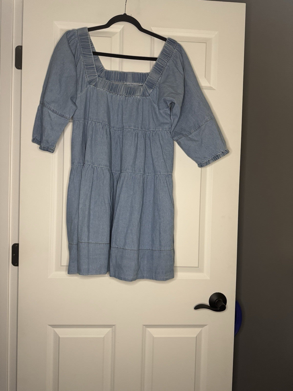 Saints And Hearts Off The Shoulder Dress Large Blue Jean
