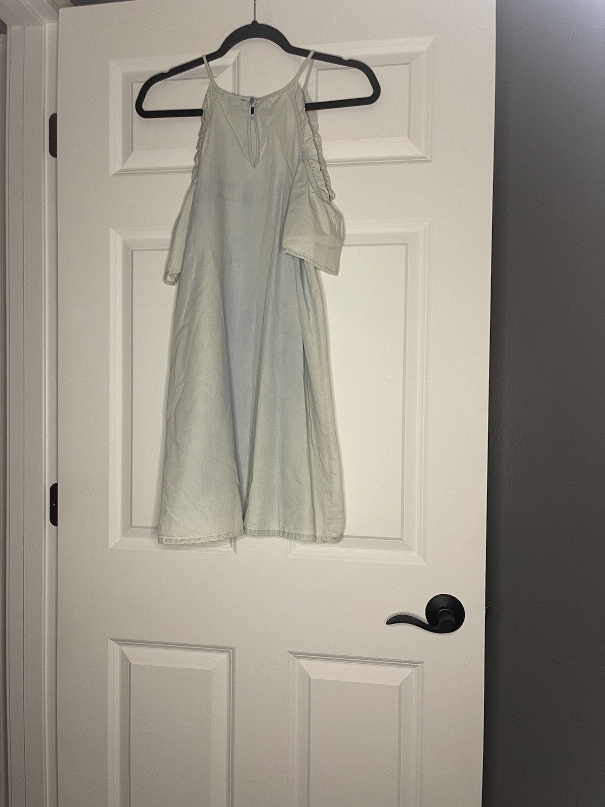 As U Wish Dress Small Light Blue Jean Cut Out Shoulders Nwt