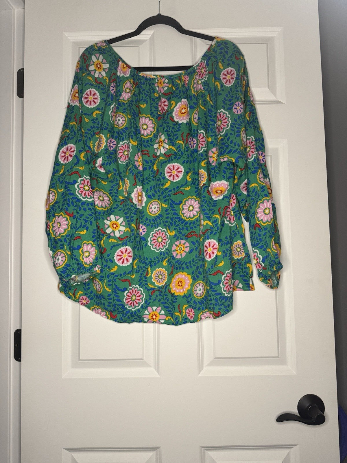 Emily Wonder Blouse 1x Green Pink Yellow Red Blue Floral