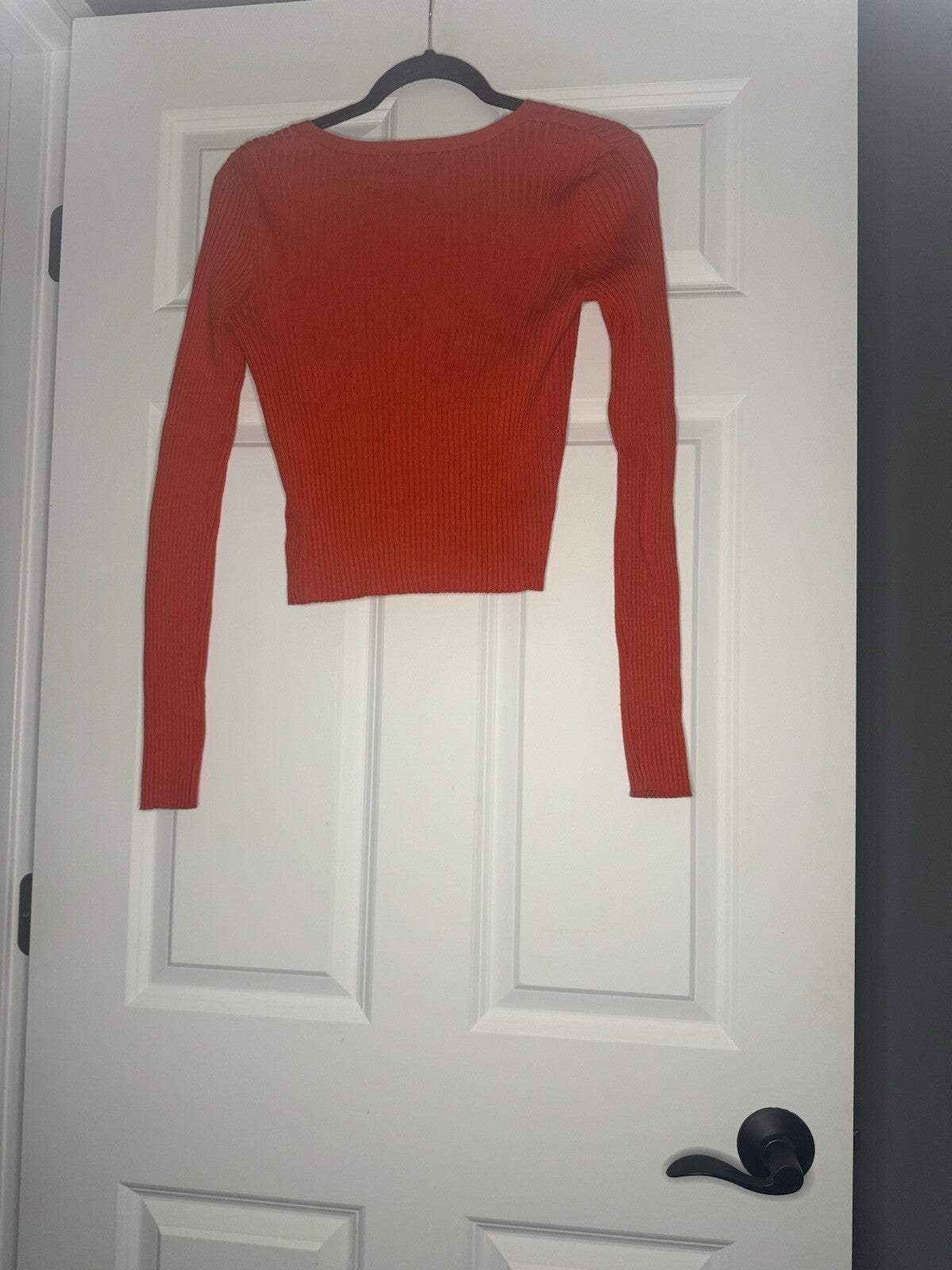 Hm Medium Ribbed Cardigan Red