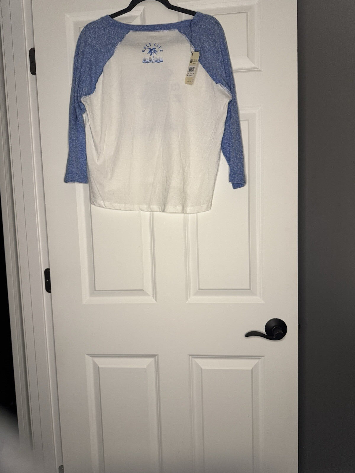 Salt Life 3/4 Sleeve Top Large No Bad Vibes White W Blue Multicolor Nwt
