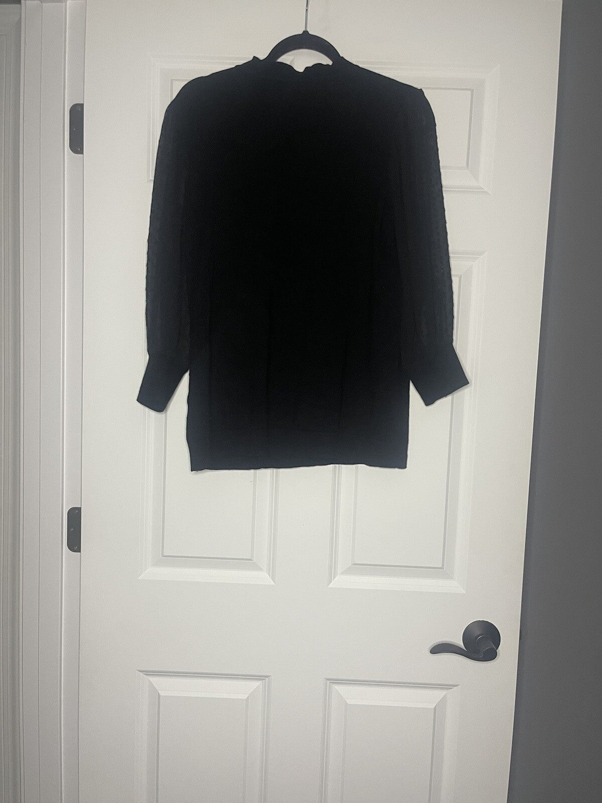Adrianna papell sweater black with mesh sleeves 3/4 length medium