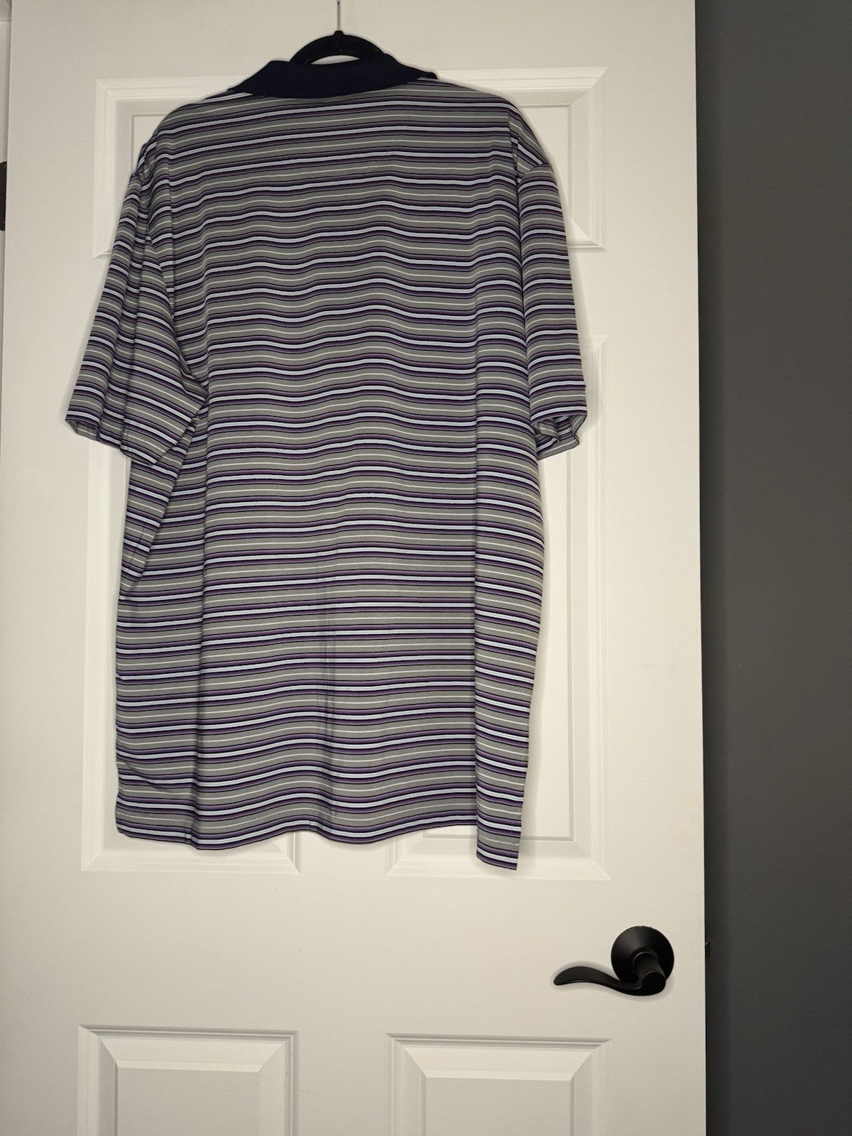 Greg Norman Ml75 Stretch Polo Xxl Grey Purple Blue Black Stripe