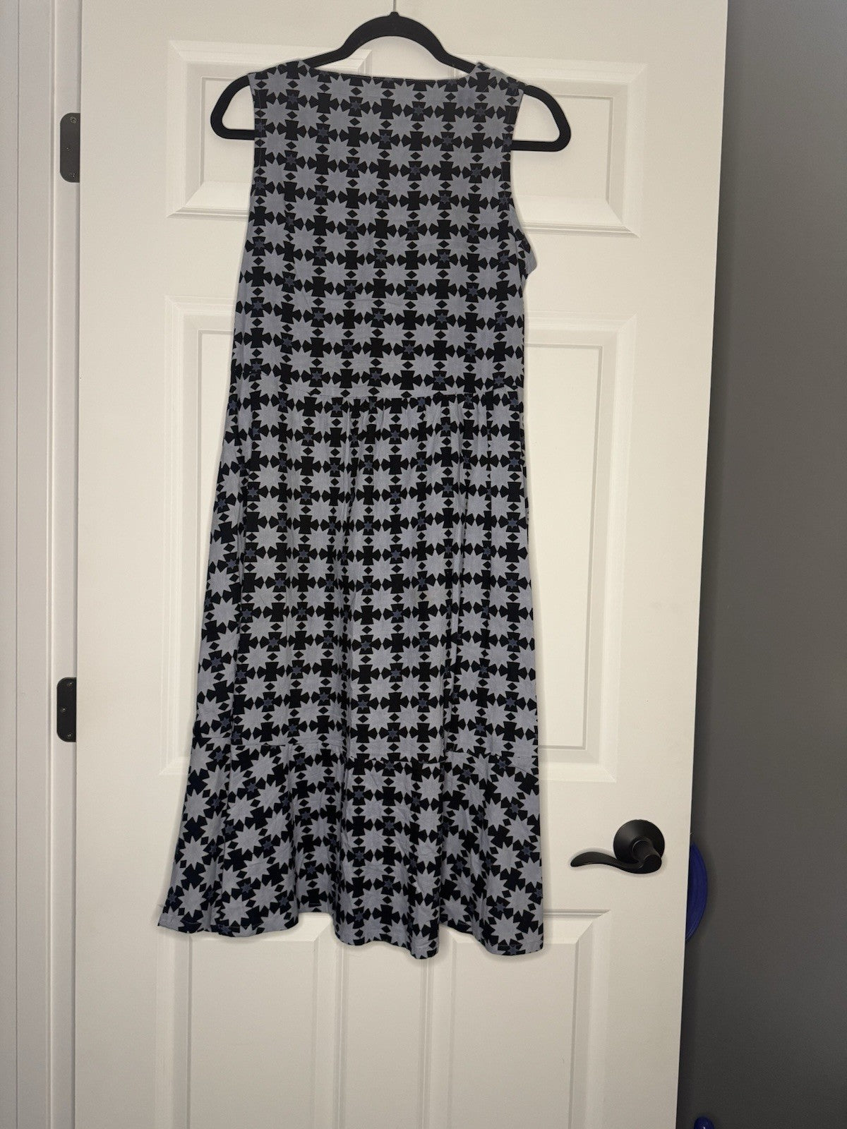 Mata Traders Sleeveless Dress Small Blue Black Geeen Print