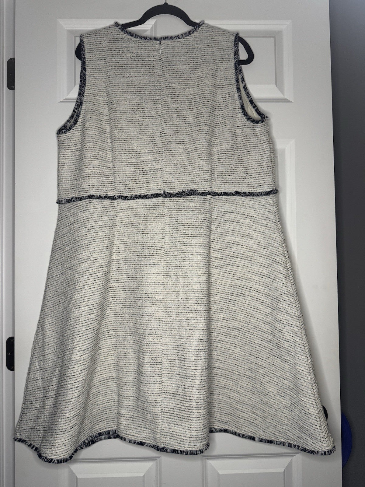 Loft Plus Sleeveless Dress Size 20 Blue Cream W Fringe Nwt
