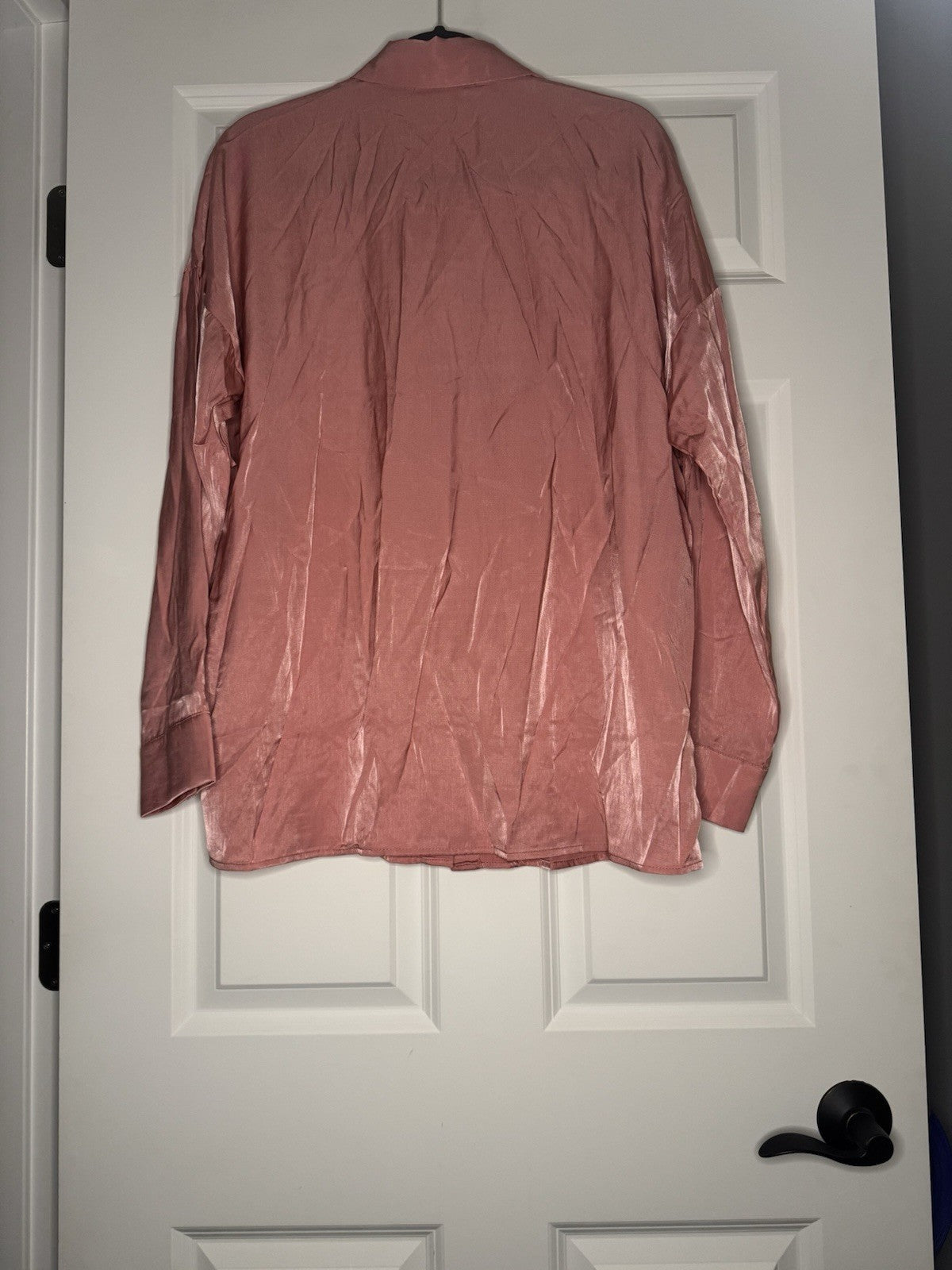 Savanna Jane Button Up Blouse Shiny Mauve W Beaded Fringe Large