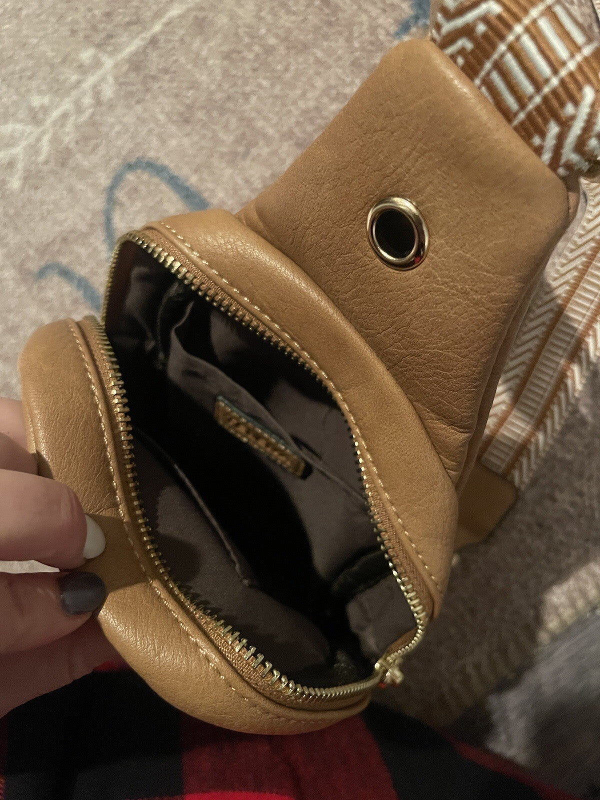 Telena Shoulder Bag Brown White Brown Strap