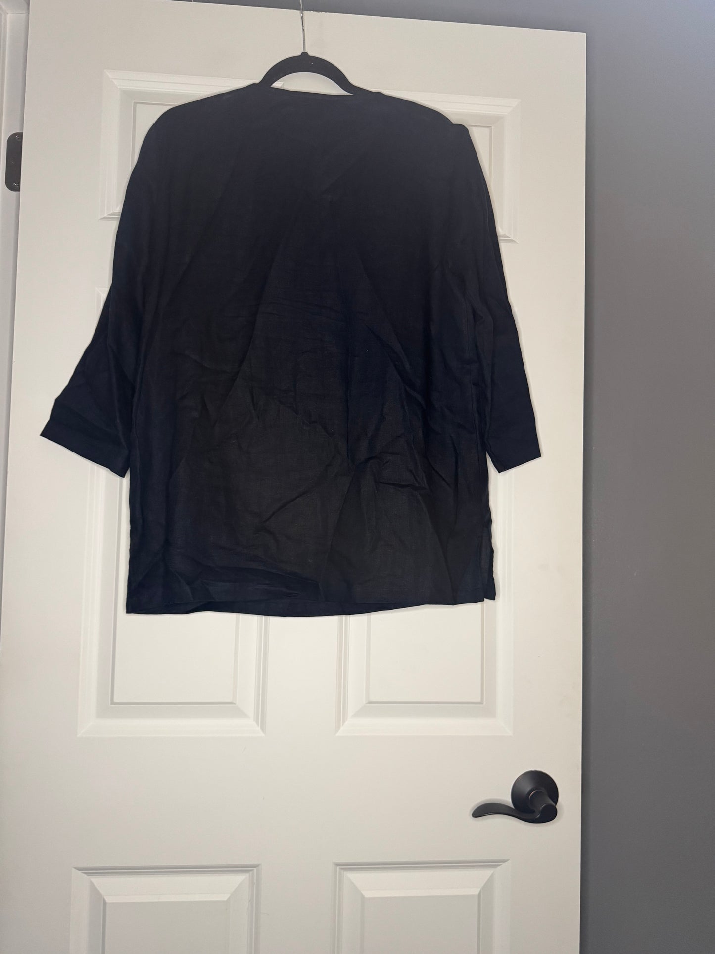 Michael kors large 3/4 sleeve blouse navy w beading decor