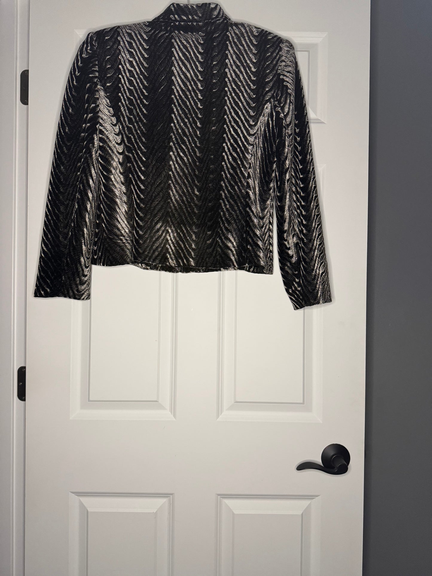 Giancarlo Ferrari black silver animal fur blazer size 8