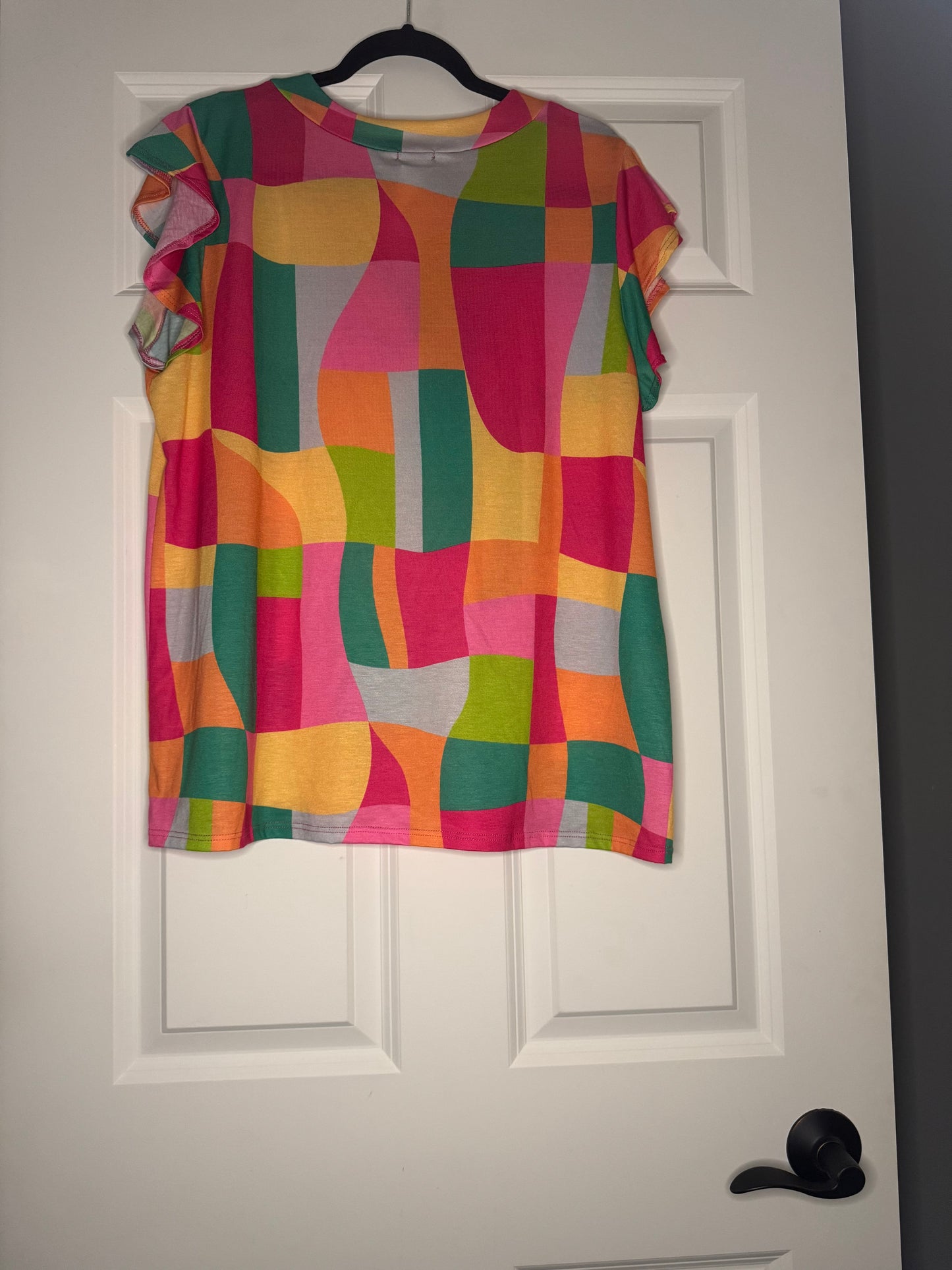 Bibi short sleeve blouse xl pink green orange yellow