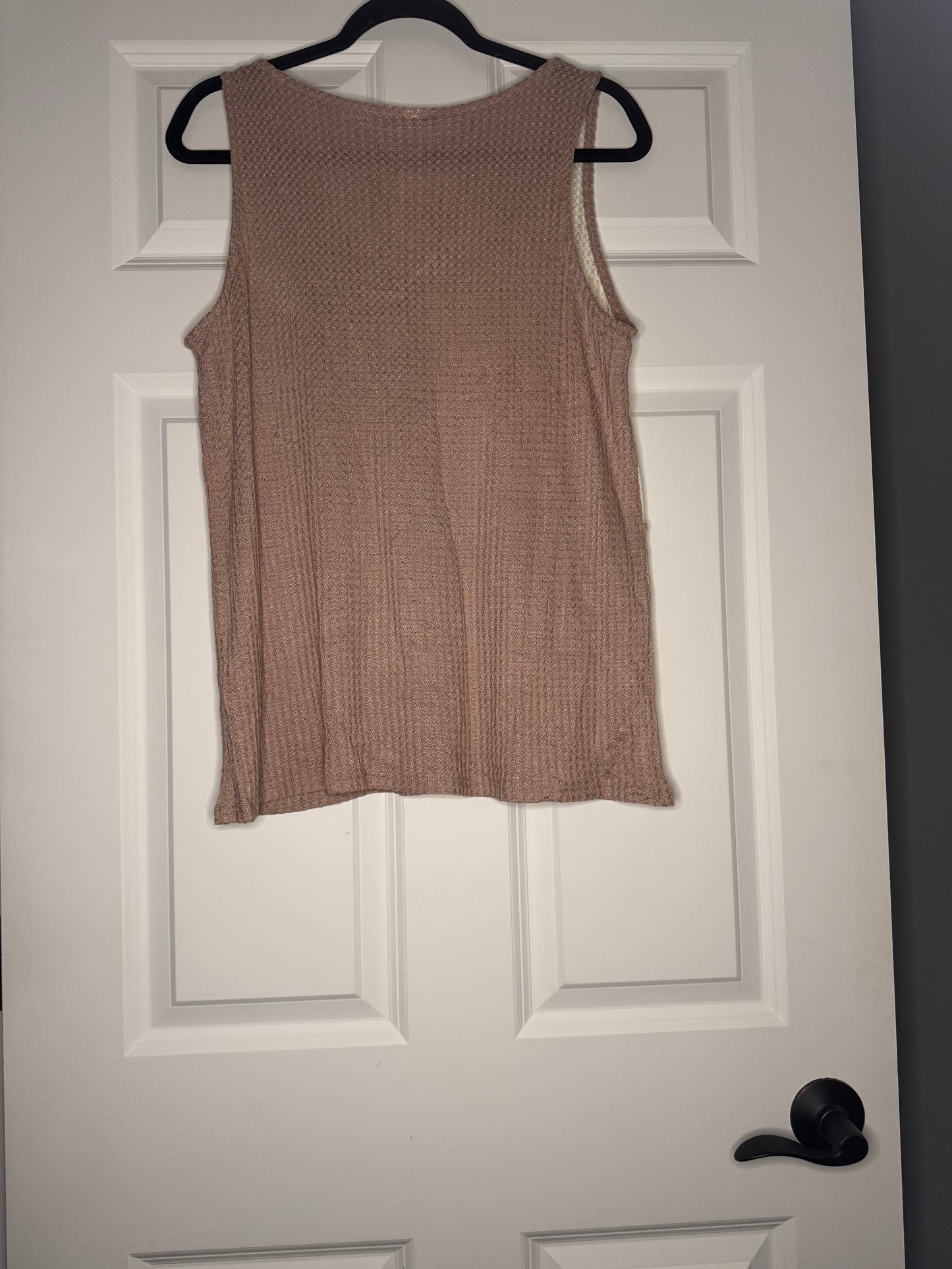 Vanilla bay sleeveless top large mauve beige white nwt 34
