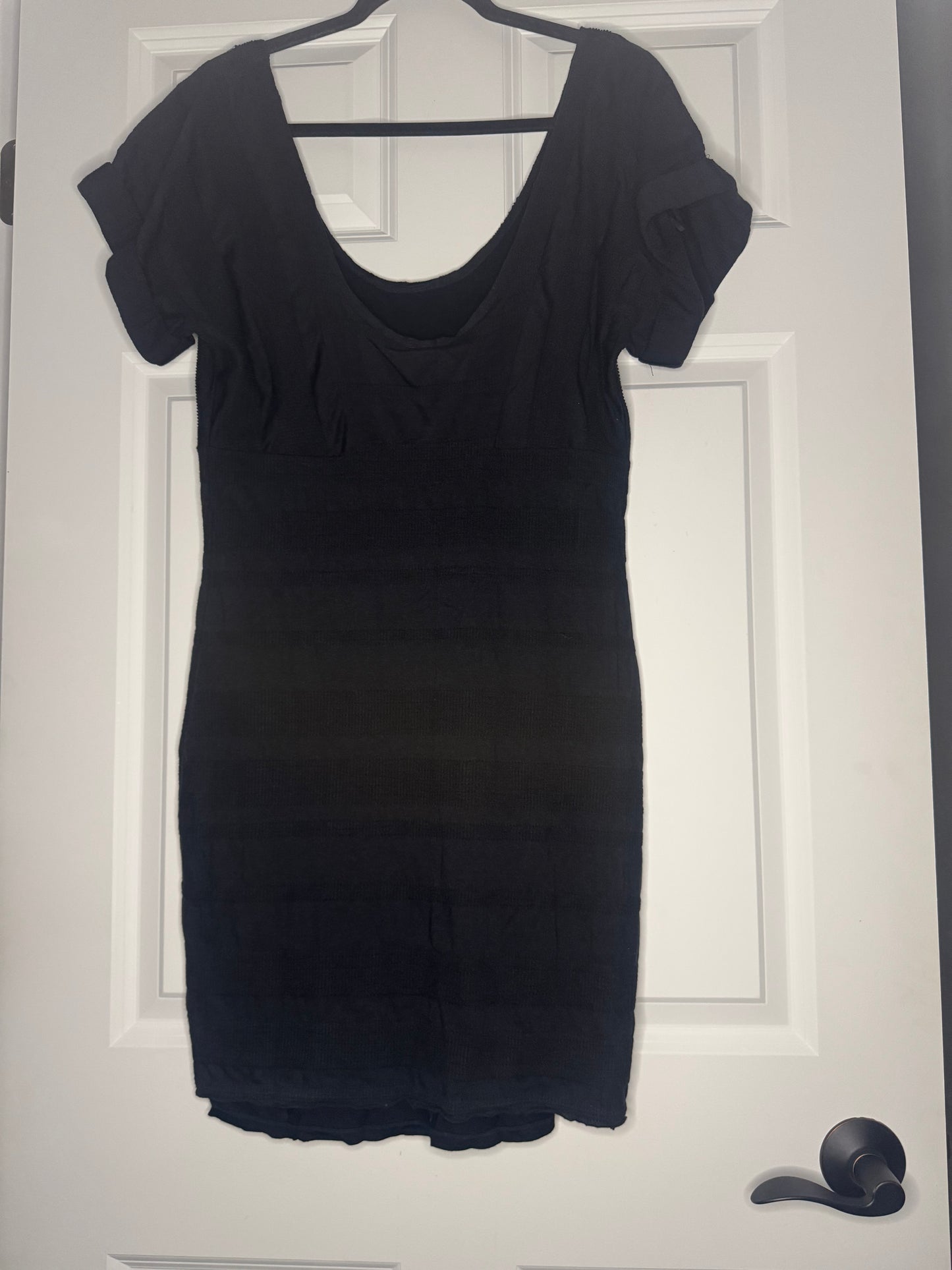 Free people large short sleeve dress black textured