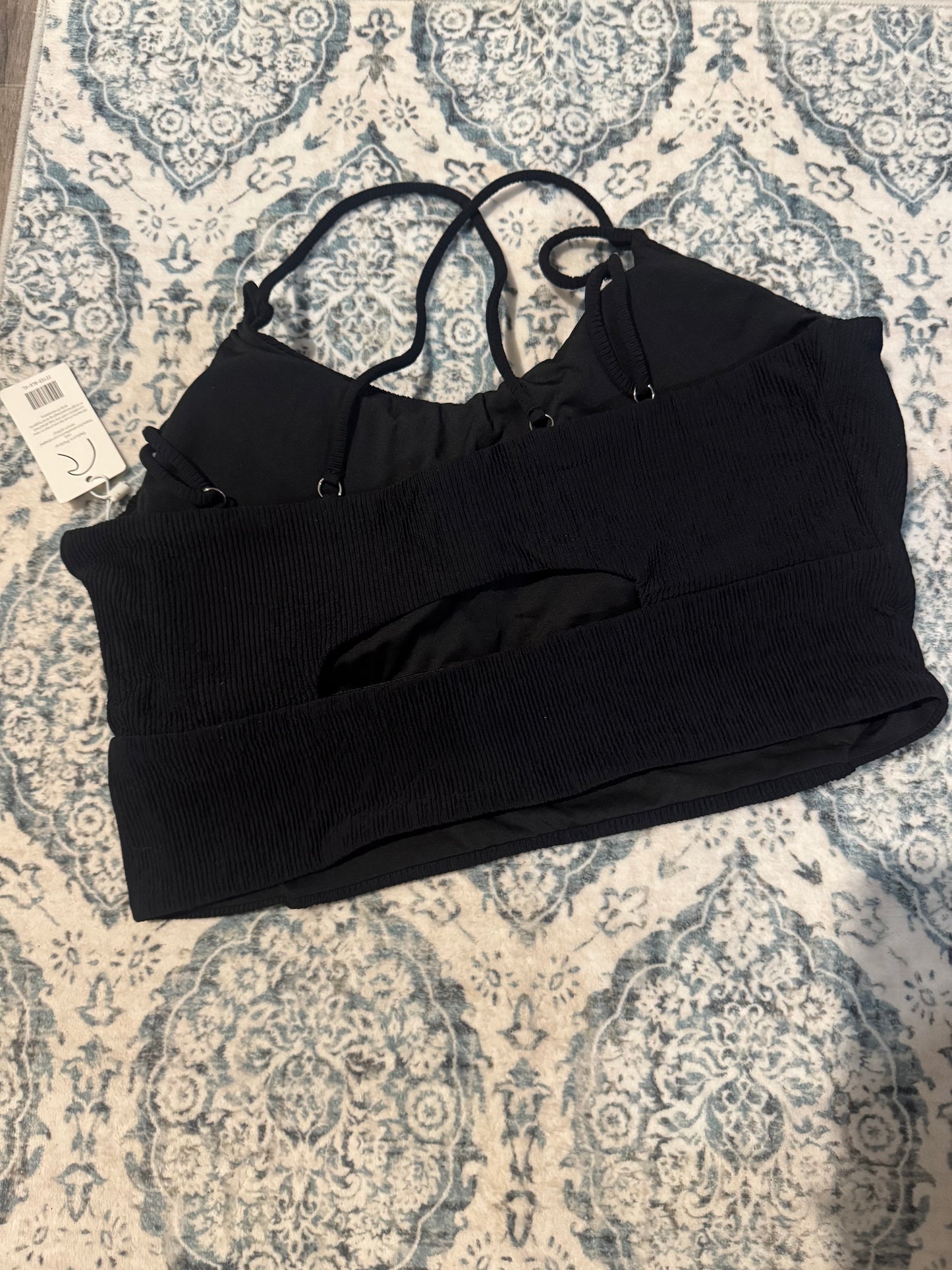 Coral reef swimsuit top ribbed black 14/16 nwt