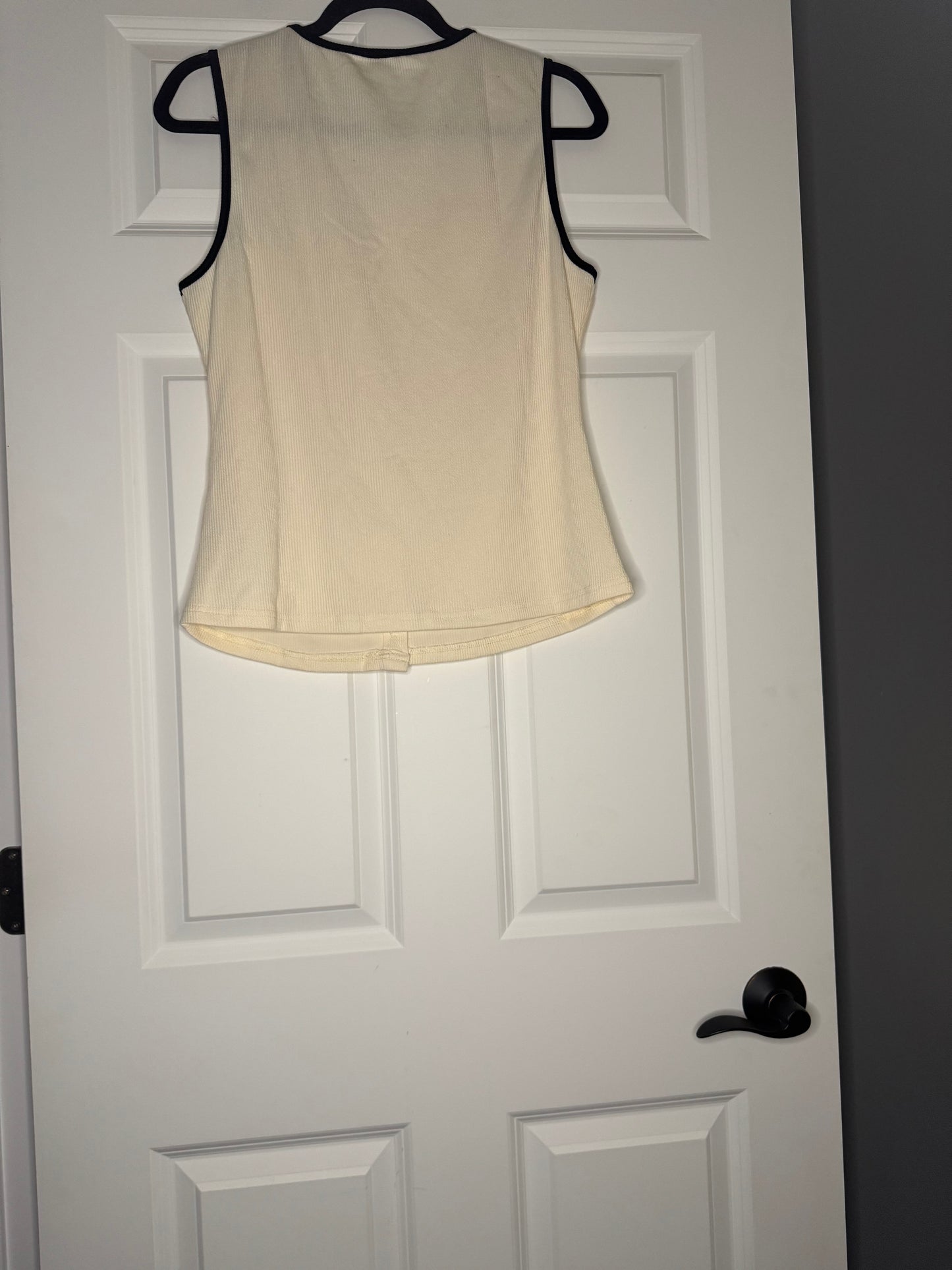 Cupshe sleeveless button up blouse top sewn xl gold cream black nwot