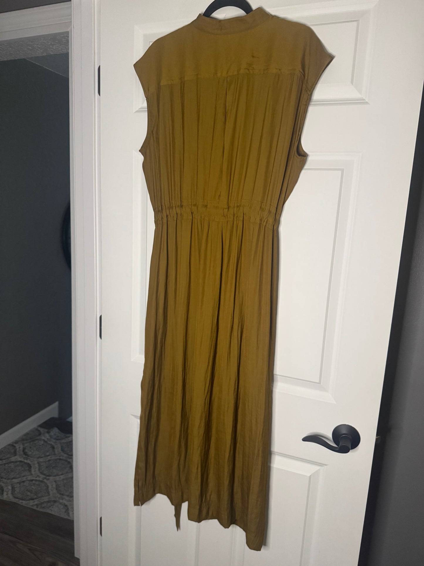 Gibson Latimer sleeveless button up dress w attached belt brownish gold xl nwt 99