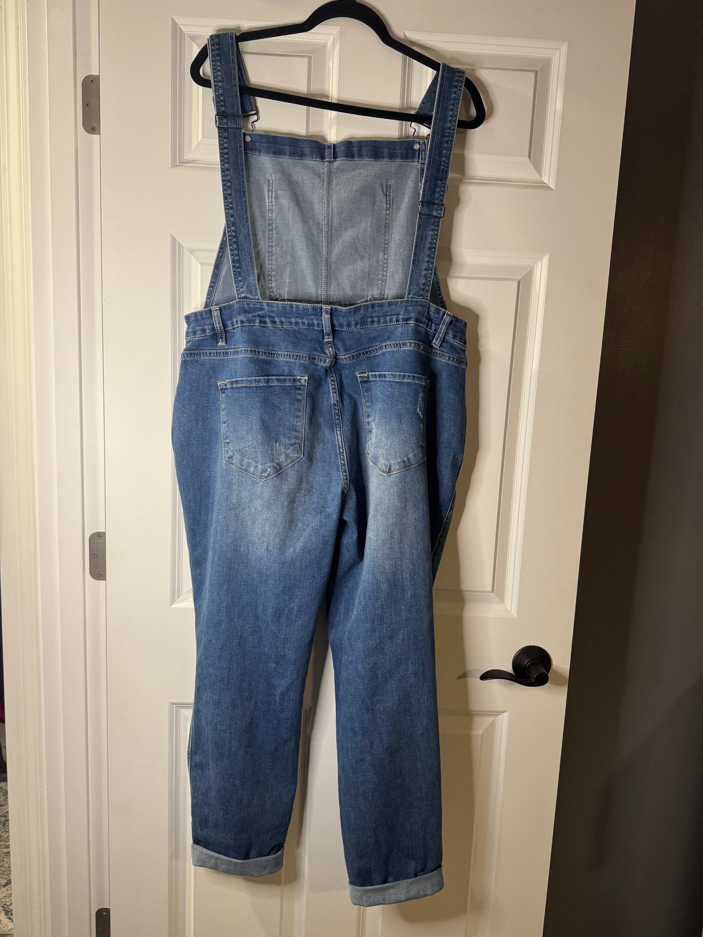 Kancan distressed denim bib overalls KC 5088M-B