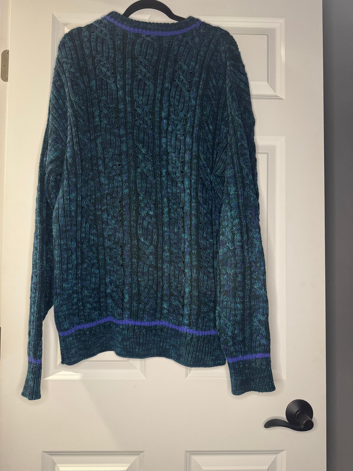 Colours by Alexander Julian vintage sweater xlt 100% cotton green purple knit