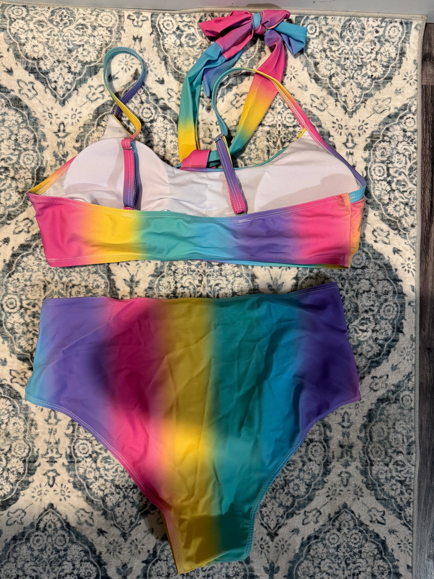 Unbranded 2 piece swimsuit 2xl pink yellow purple green blue nwot