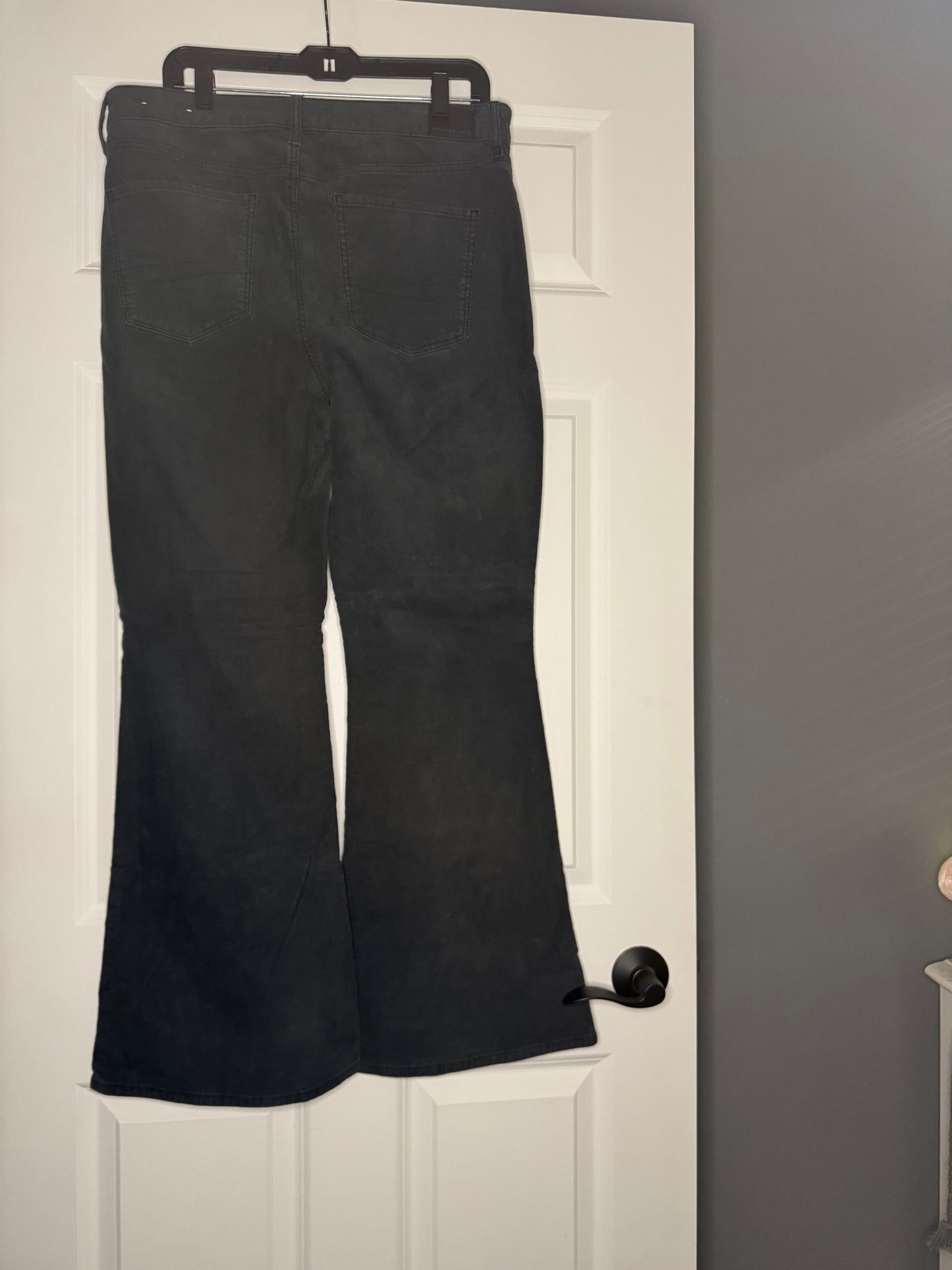 American Eagle corduroy stretch super high rise flare size 14 blue